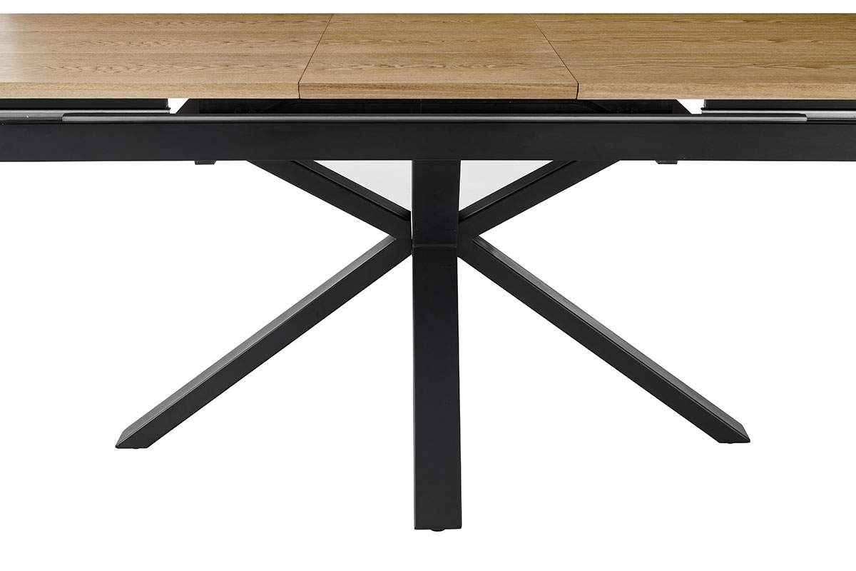 GDECO - MESA EXTENSIBLE 160-200*90*75CM, TAPA CHAPA ROBLE, PATA METALICA NEGRA - Imagen 3