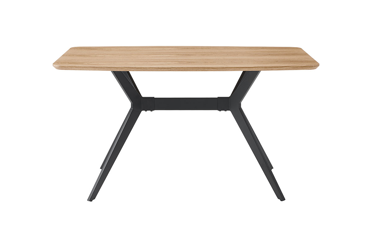 GDECO - MESA EXTENSIBLE 140*80*75CM, TAPA CHAPA ROBLE, PATA METALICA NEGRA - Imagen 3