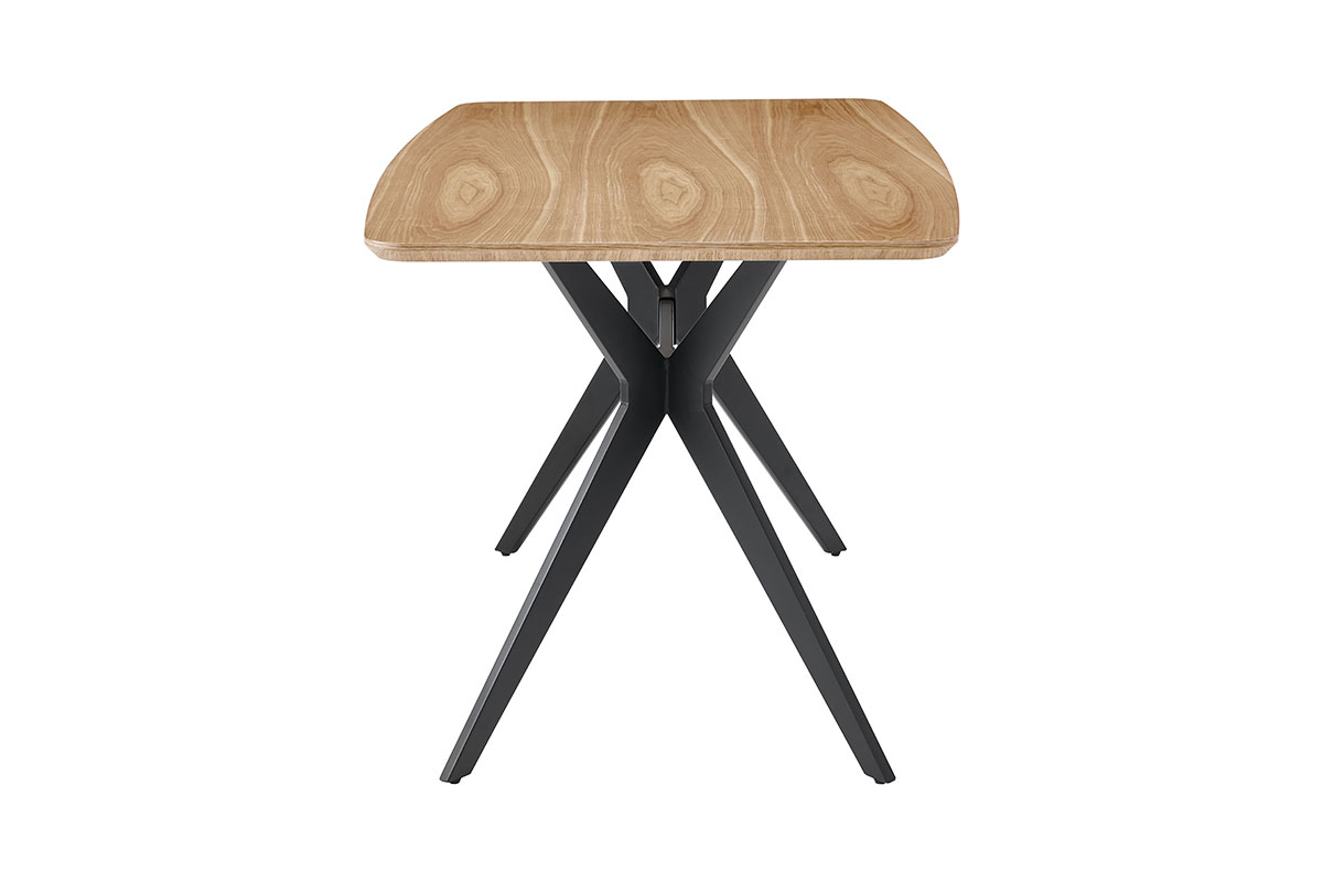 GDECO - MESA EXTENSIBLE 140*80*75CM, TAPA CHAPA ROBLE, PATA METALICA NEGRA