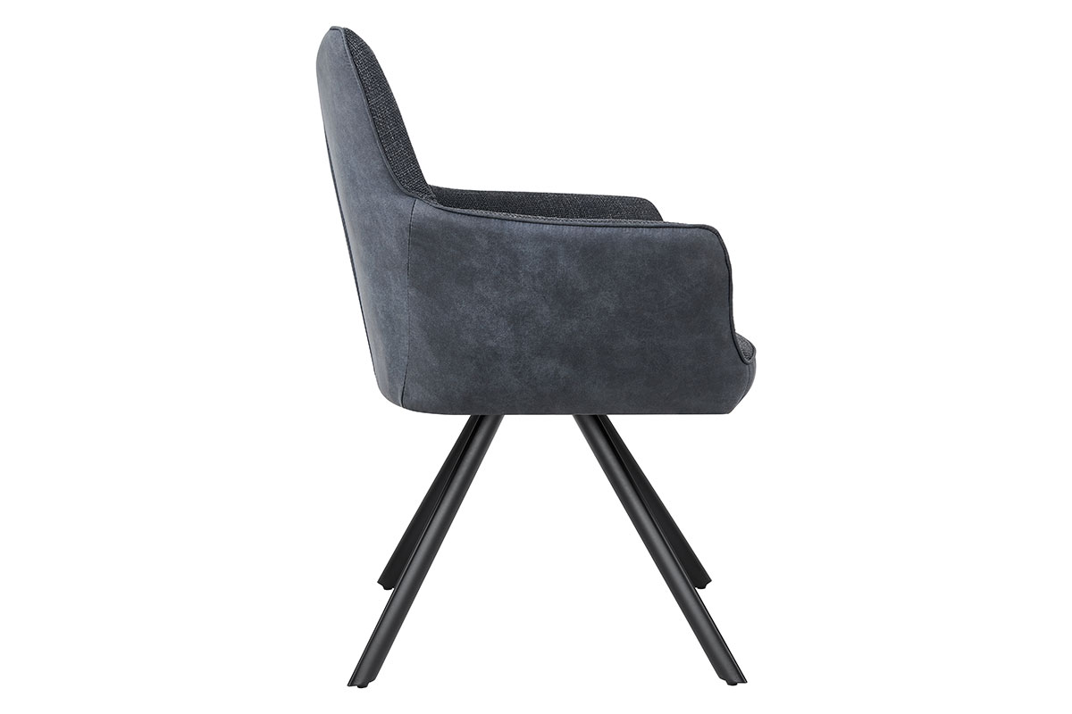 GDECO - SILLON LEIA, ASIENTO GIRATORIO 360º CON RETORNO. TAPIZADO GRIS MARENGO ANTIMANCHAS, PATAS METAL NEGRO - Imagen 4