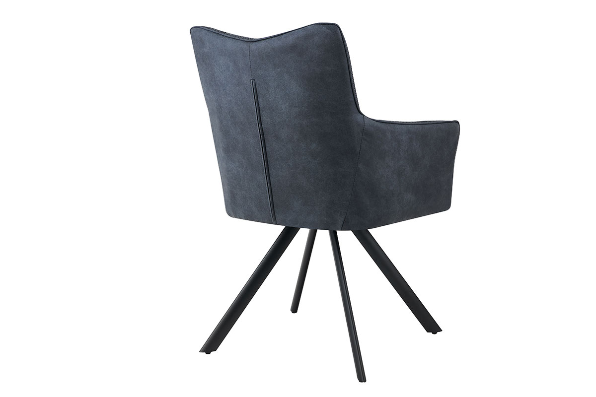 GDECO - SILLON LEIA, ASIENTO GIRATORIO 360º CON RETORNO. TAPIZADO GRIS MARENGO ANTIMANCHAS, PATAS METAL NEGRO - Imagen 3