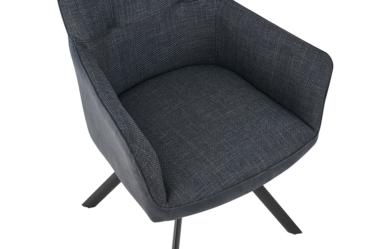 GDECO - SILLON LEIA, ASIENTO GIRATORIO 360º CON RETORNO. TAPIZADO GRIS MARENGO ANTIMANCHAS, PATAS METAL NEGRO