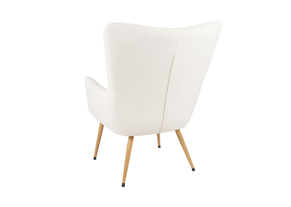 Alternative view of GDECO - BUTACA RESPALDO ALTO TAPIZADO BLANCO ROTO, PATAS MADERA NATURAL. 94*81*68 CM