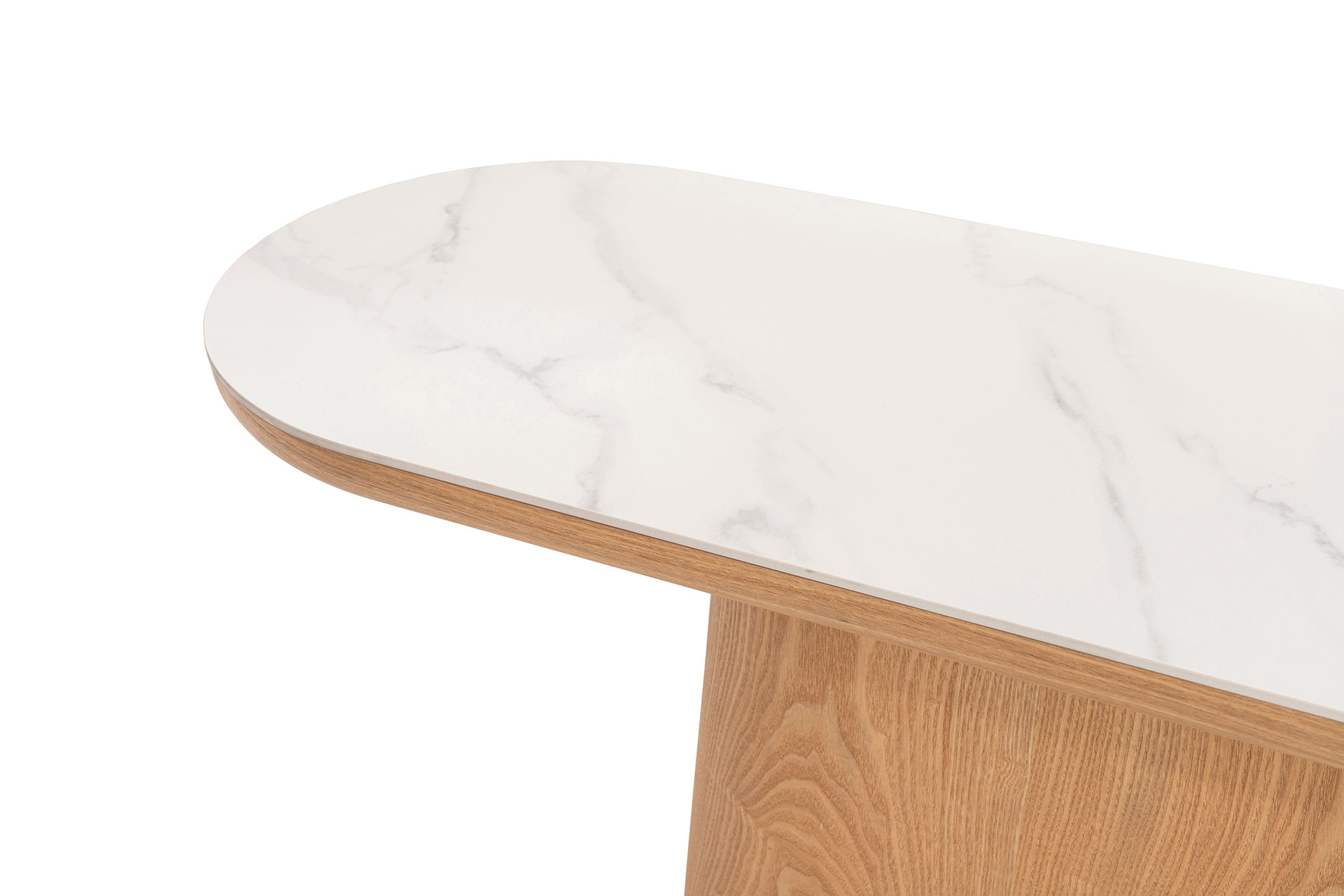 GDECO - CONSOLA 120*80*40 CM. TAPA PORCELANICO BLANCO, PIE CHAPA MADERA ROBLE - Imagen 4