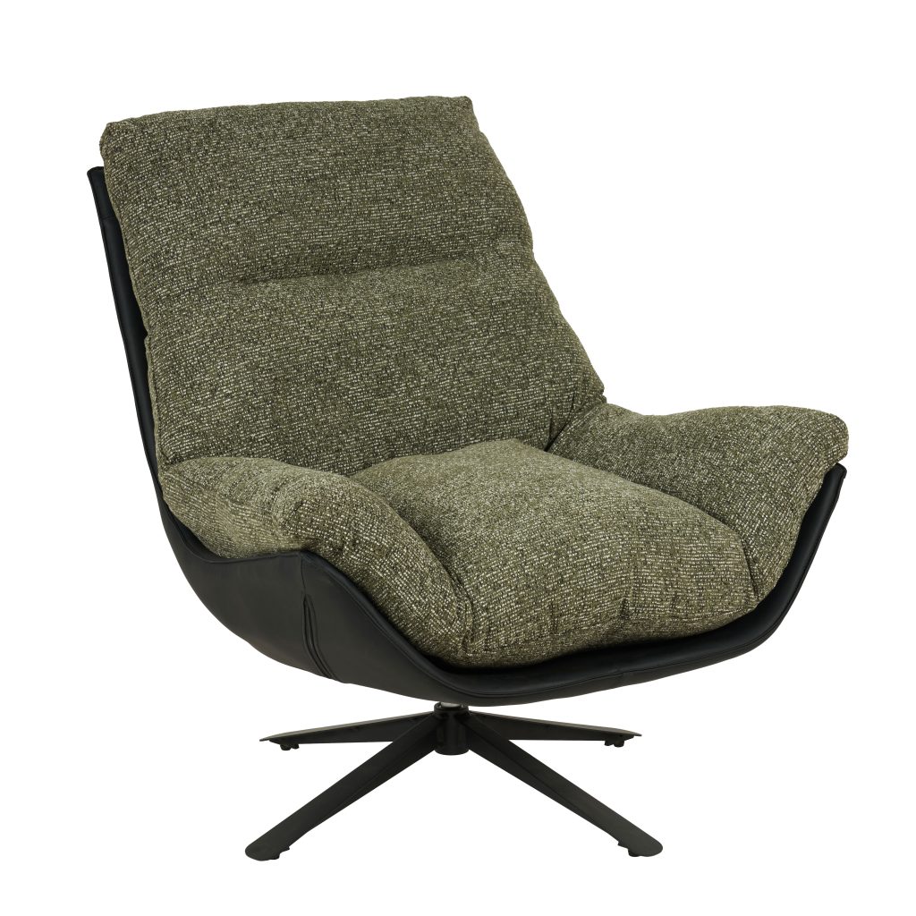 Alternative view of GDECO - SILLON RAY GIRATORIO 360º. TAPIZADO VERDE OLIVA JASPEADO Y EXTERIOR NEGRO (ANTIMANCHAS, IGNIFUGO, ANTIARAÑAZOS MASCOTAS) 92*86*80 CM