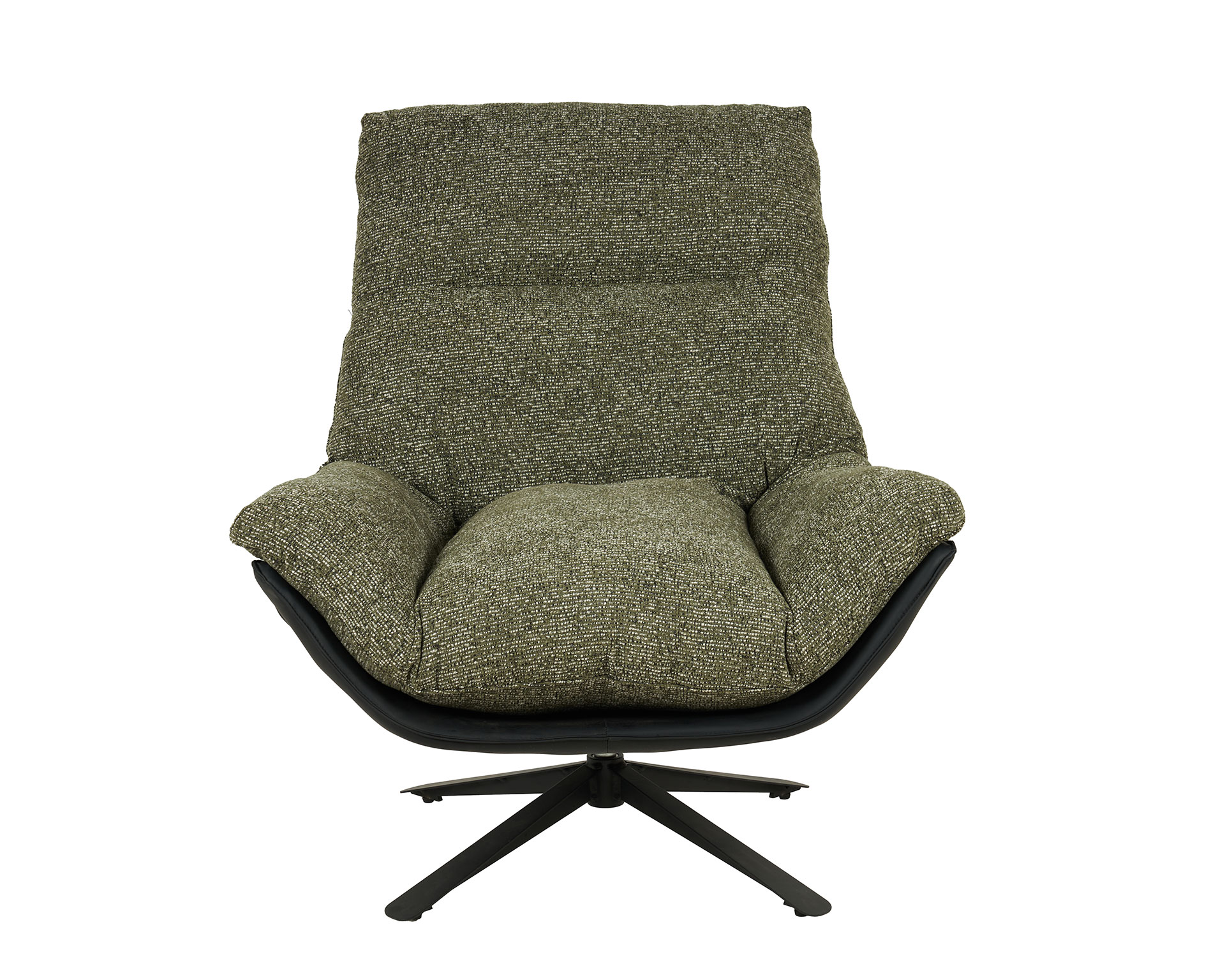 GDECO - SILLON RAY GIRATORIO 360º. TAPIZADO VERDE OLIVA JASPEADO Y EXTERIOR NEGRO (ANTIMANCHAS, IGNIFUGO, ANTIARAÑAZOS MASCOTAS) 92*86*80 CM