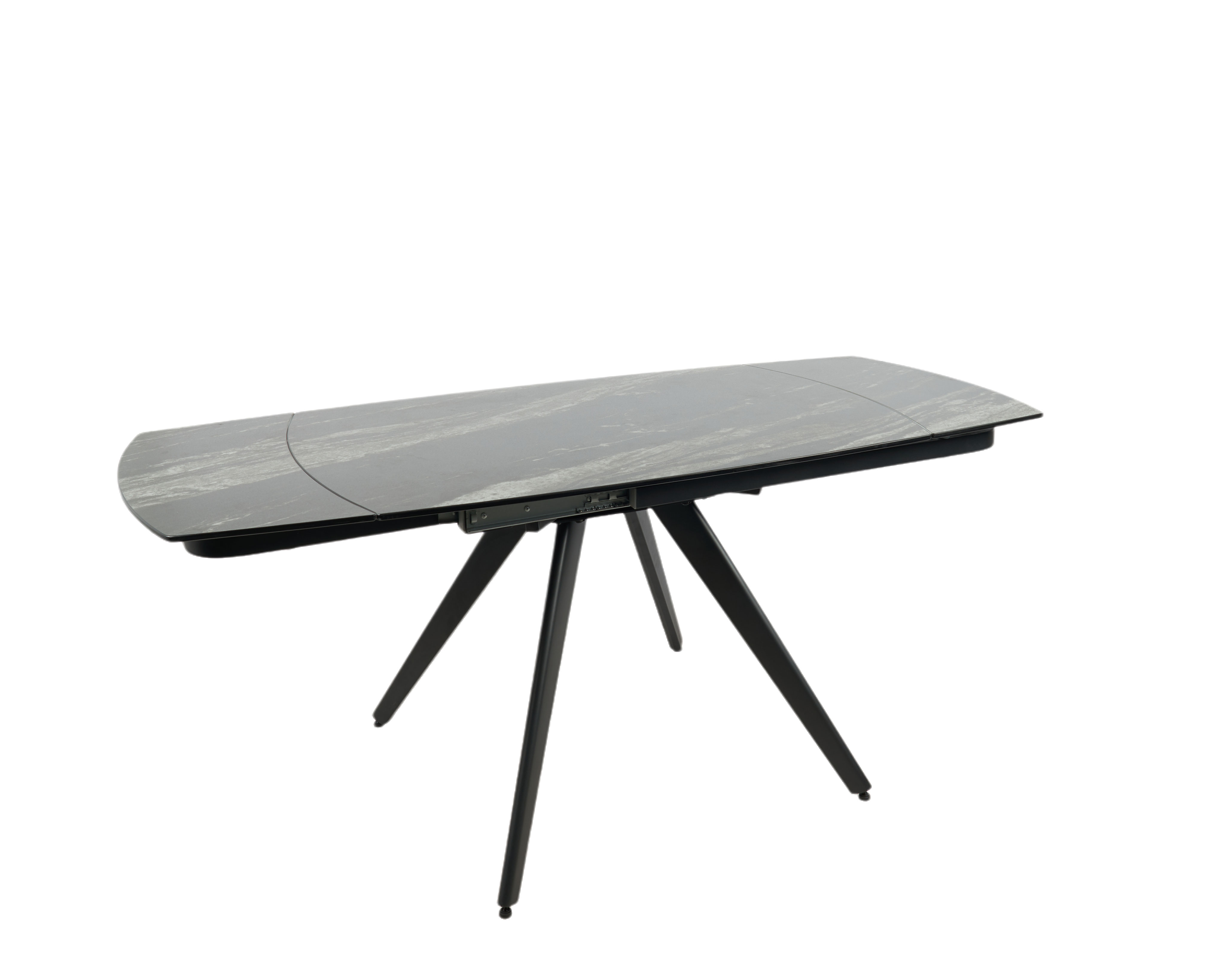 GDECO - MESA EXTENSIBLE 120/180*80*75 CM, TAPA PORCELANICO NEGRA Y BASE METAL NEGRO - Imagen 4