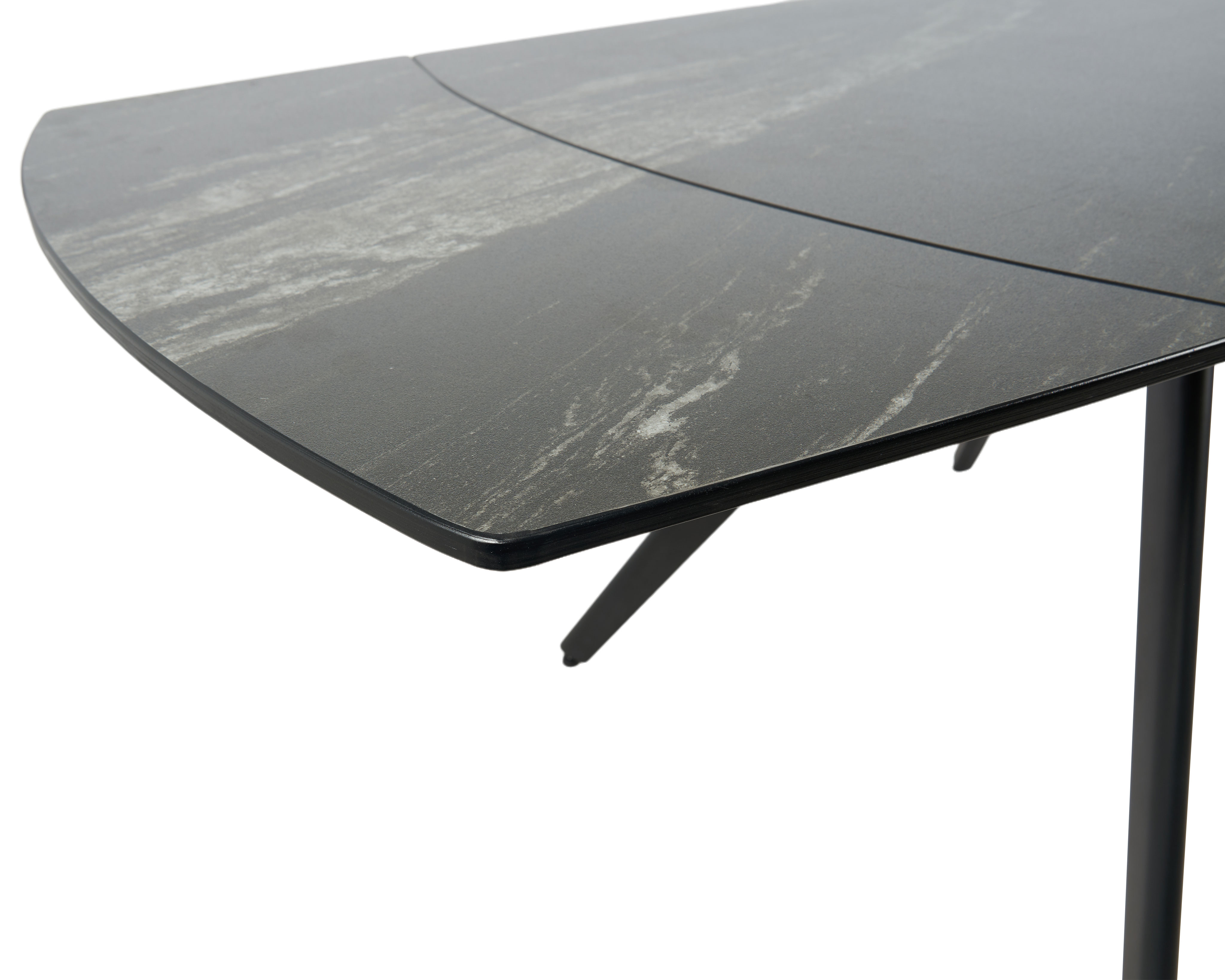 GDECO - MESA EXTENSIBLE 120/180*80*75 CM, TAPA PORCELANICO NEGRA Y BASE METAL NEGRO - Imagen 3