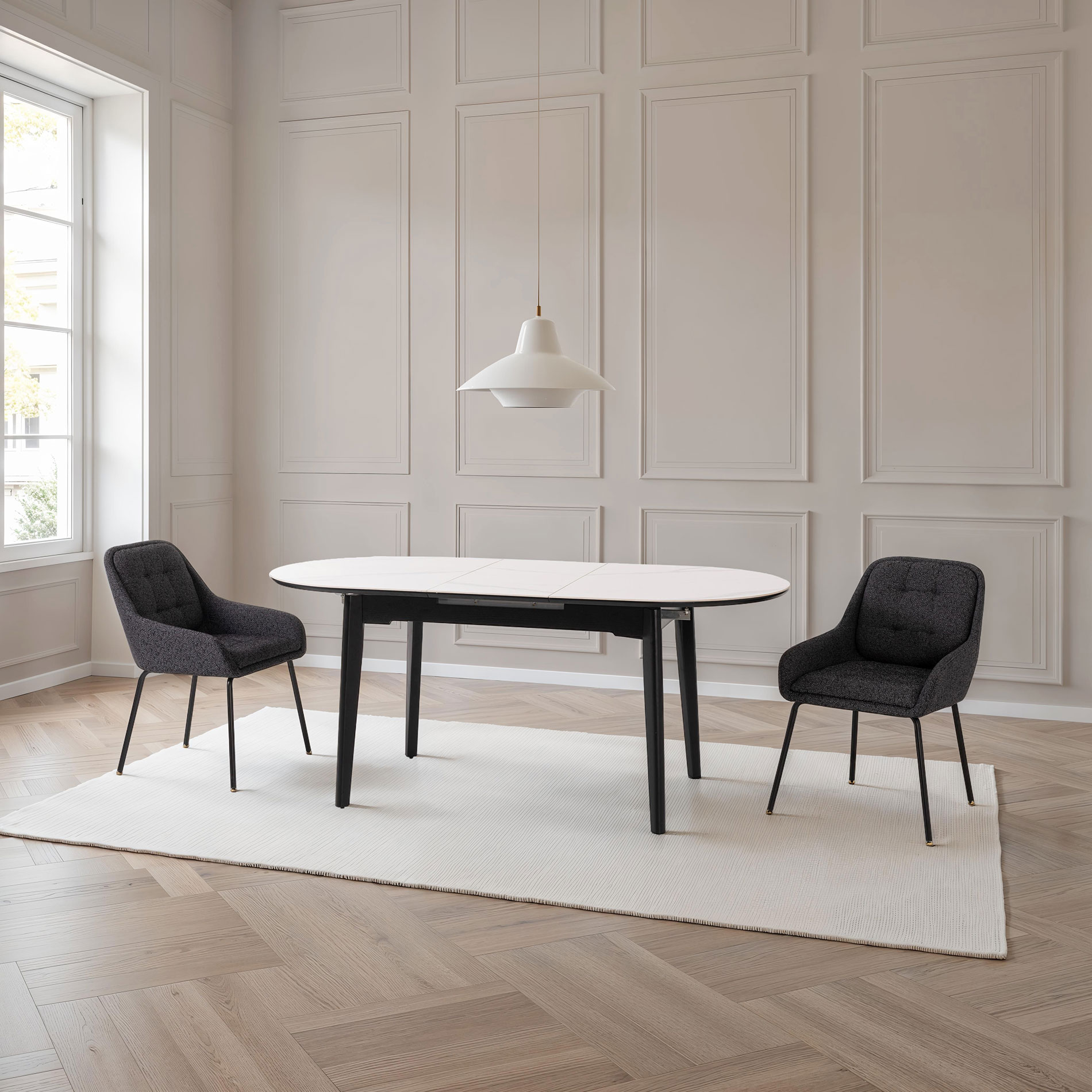 Alternative view of GDECO - SILLA BELMONT, TAPIZADO GRIS MARENGO, PATAS METAL NEGRO