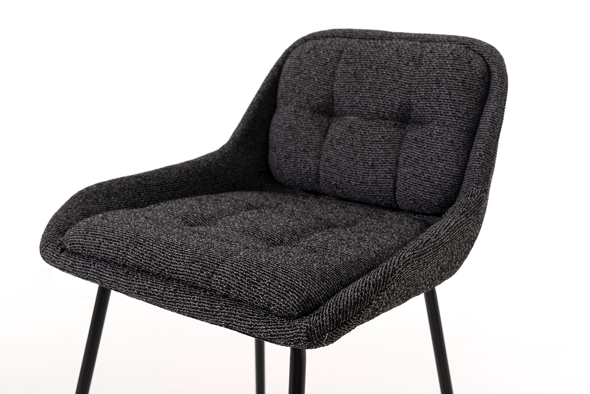 GDECO - TABURETE BELMONT, TAPIZADO GRIS MARENGO, PATAS METAL NEGRO, ASIENTO 65 CM. 80*54*55 CM - Imagen 4