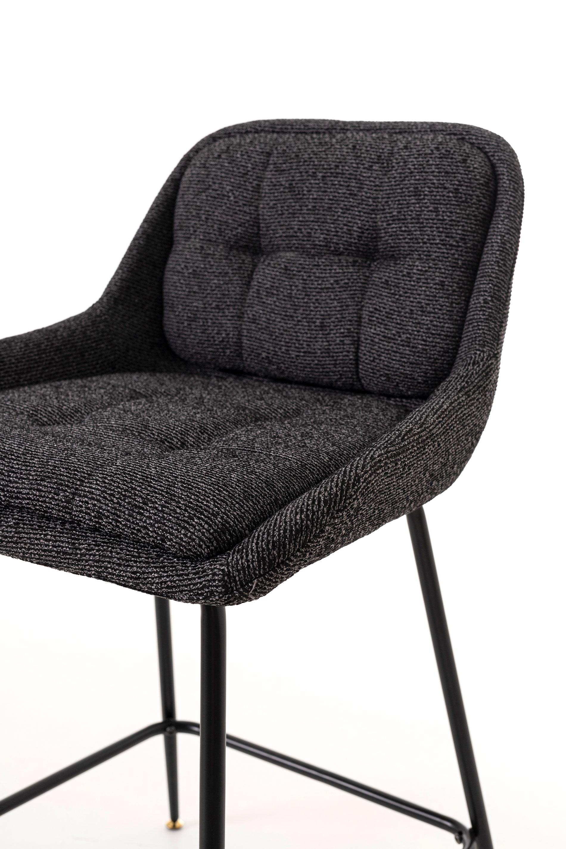 GDECO - TABURETE BELMONT, TAPIZADO GRIS MARENGO, PATAS METAL NEGRO, ASIENTO 65 CM. 80*54*55 CM - Imagen 3