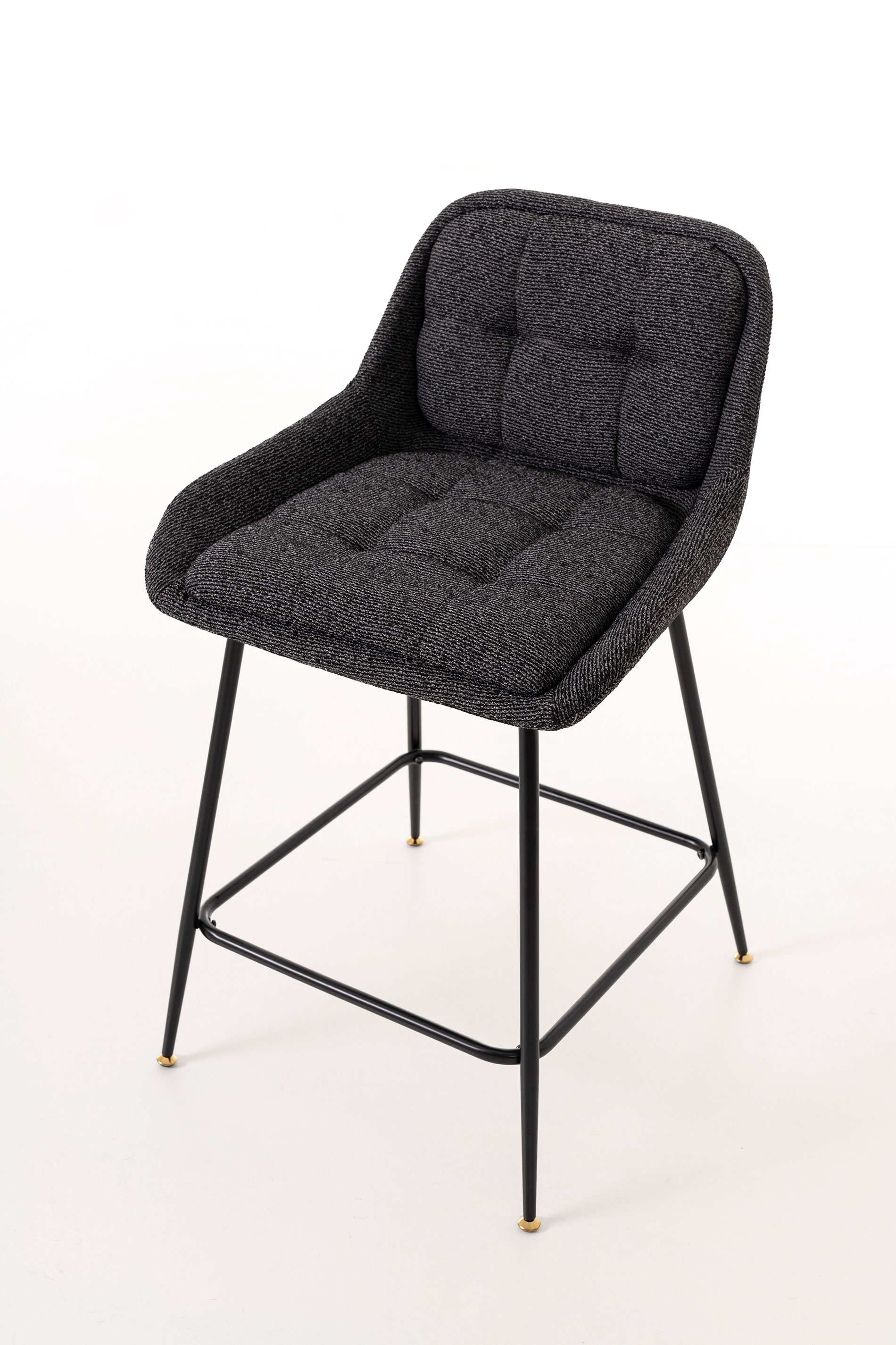 Alternative view of GDECO - TABURETE BELMONT, TAPIZADO GRIS MARENGO, PATAS METAL NEGRO, ASIENTO 65 CM. 80*54*55 CM