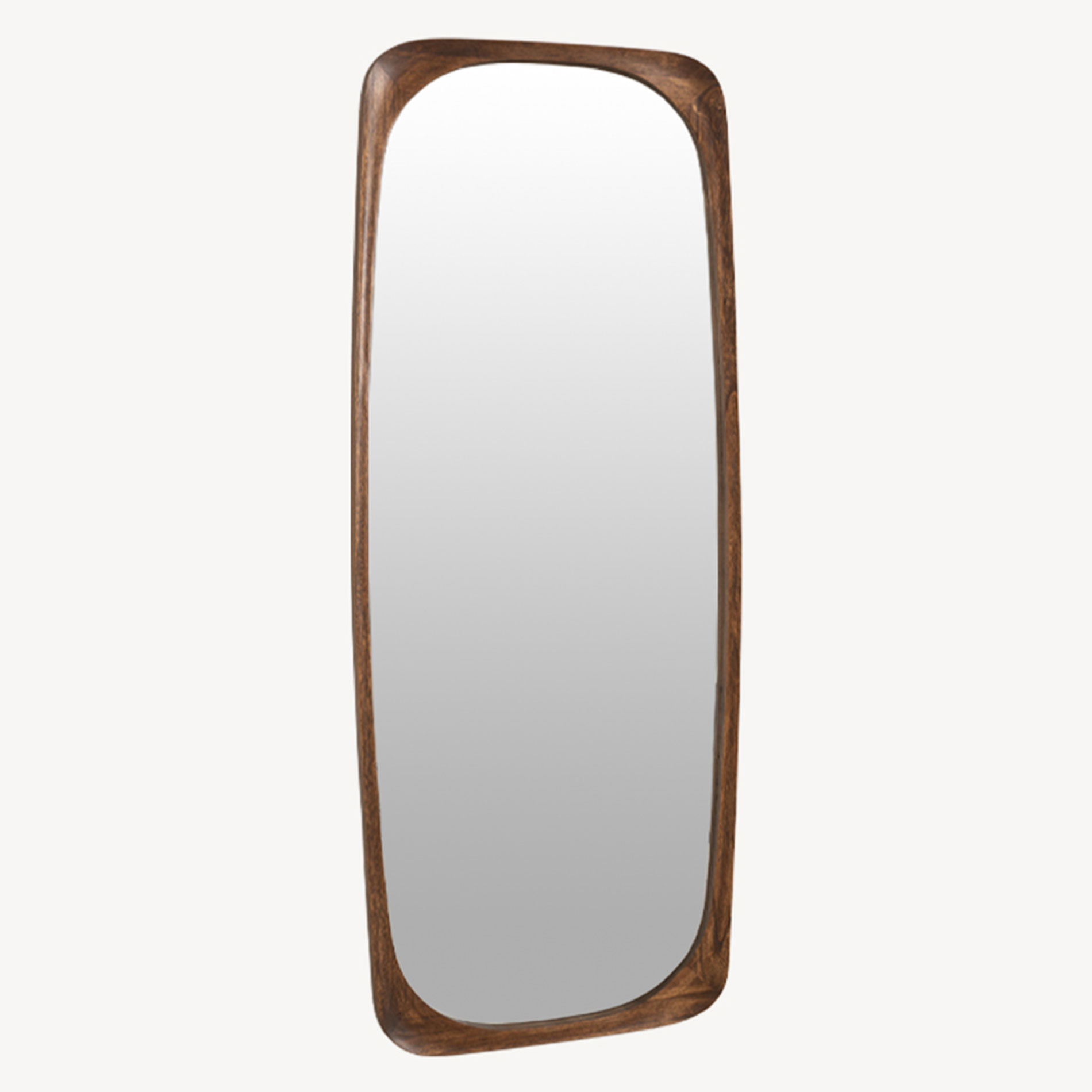 GDECO - ESPEJO PARED MADERA NOGAL 175*70 CM, ESQUINAS REDONDEADAS