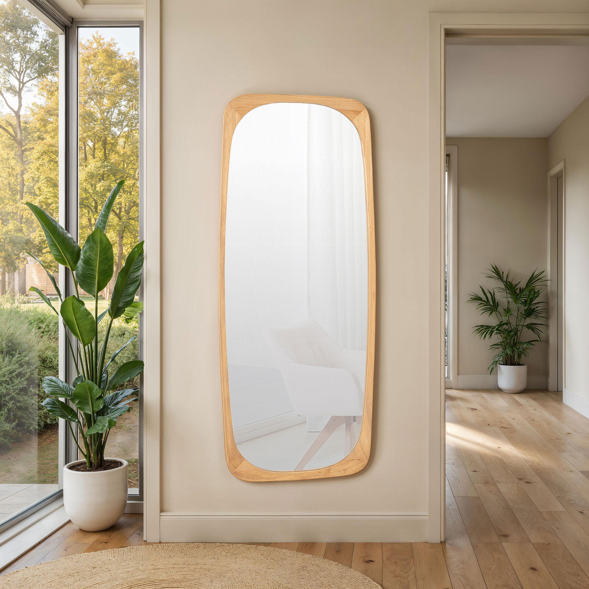 Alternative view of GDECO - ESPEJO PARED MADERA ROBLE 175*70 CM, ESQUINAS REDONDEADAS