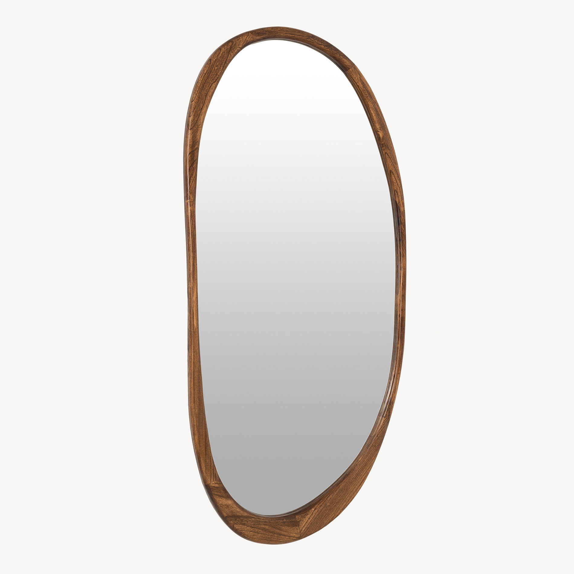 GDECO - ESPEJO PARED MADERA NOGAL 180*85 CM, FORMA IRREGULAR