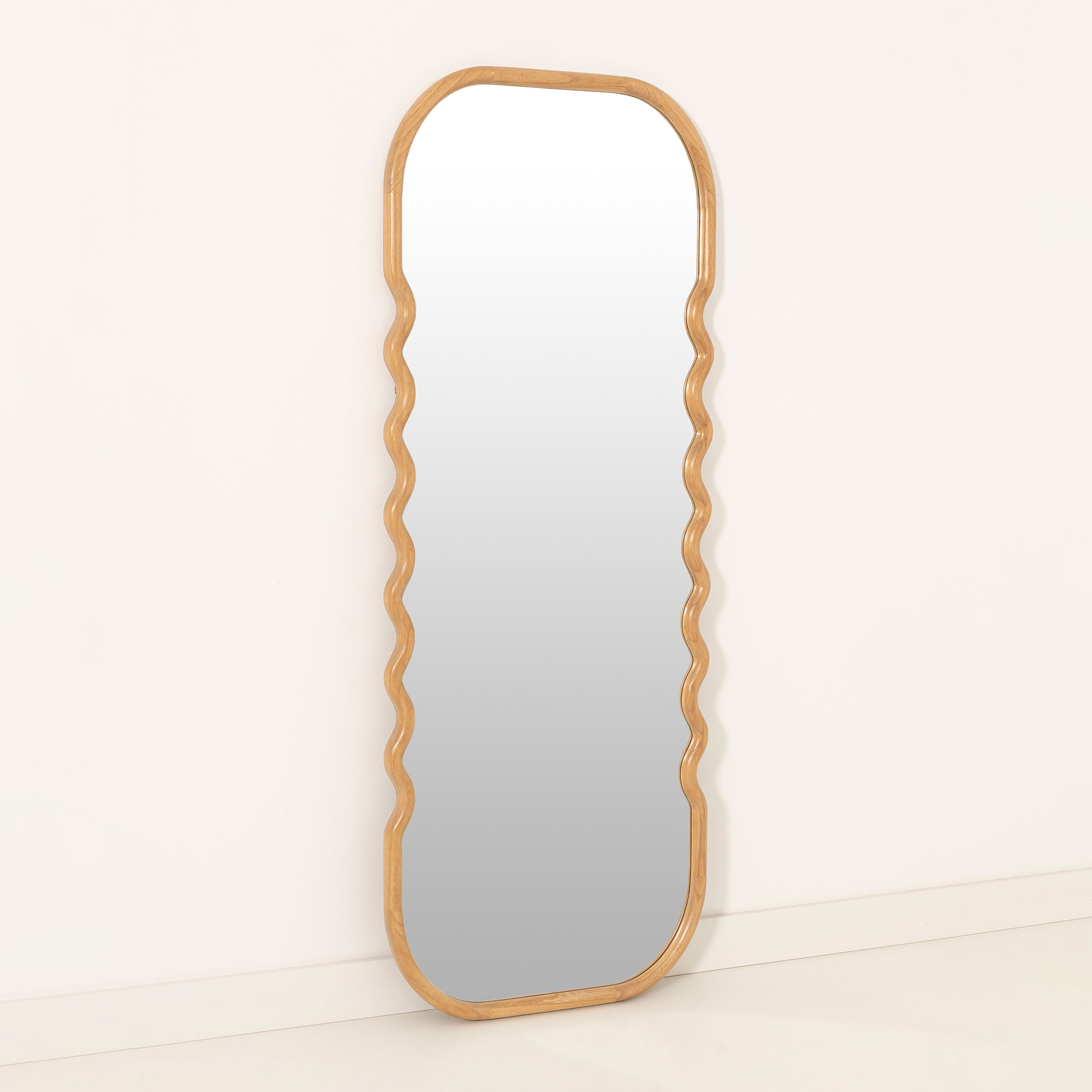 GDECO - ESPEJO PARED MADERA ROBLE 160*60 CM, CANTO REDONDO Y ZIGZAG - Imagen 4