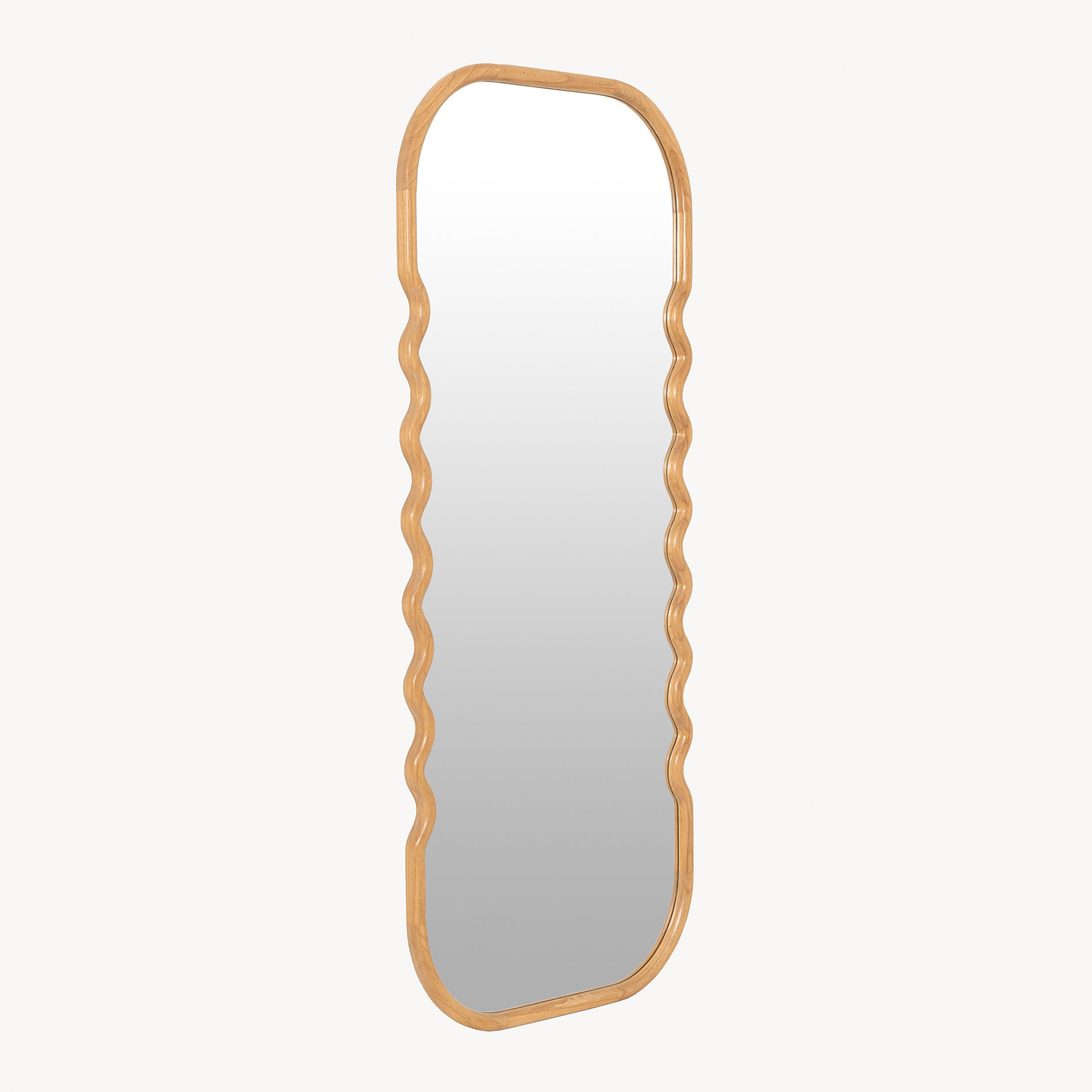 GDECO - ESPEJO PARED MADERA ROBLE 160*60 CM, CANTO REDONDO Y ZIGZAG