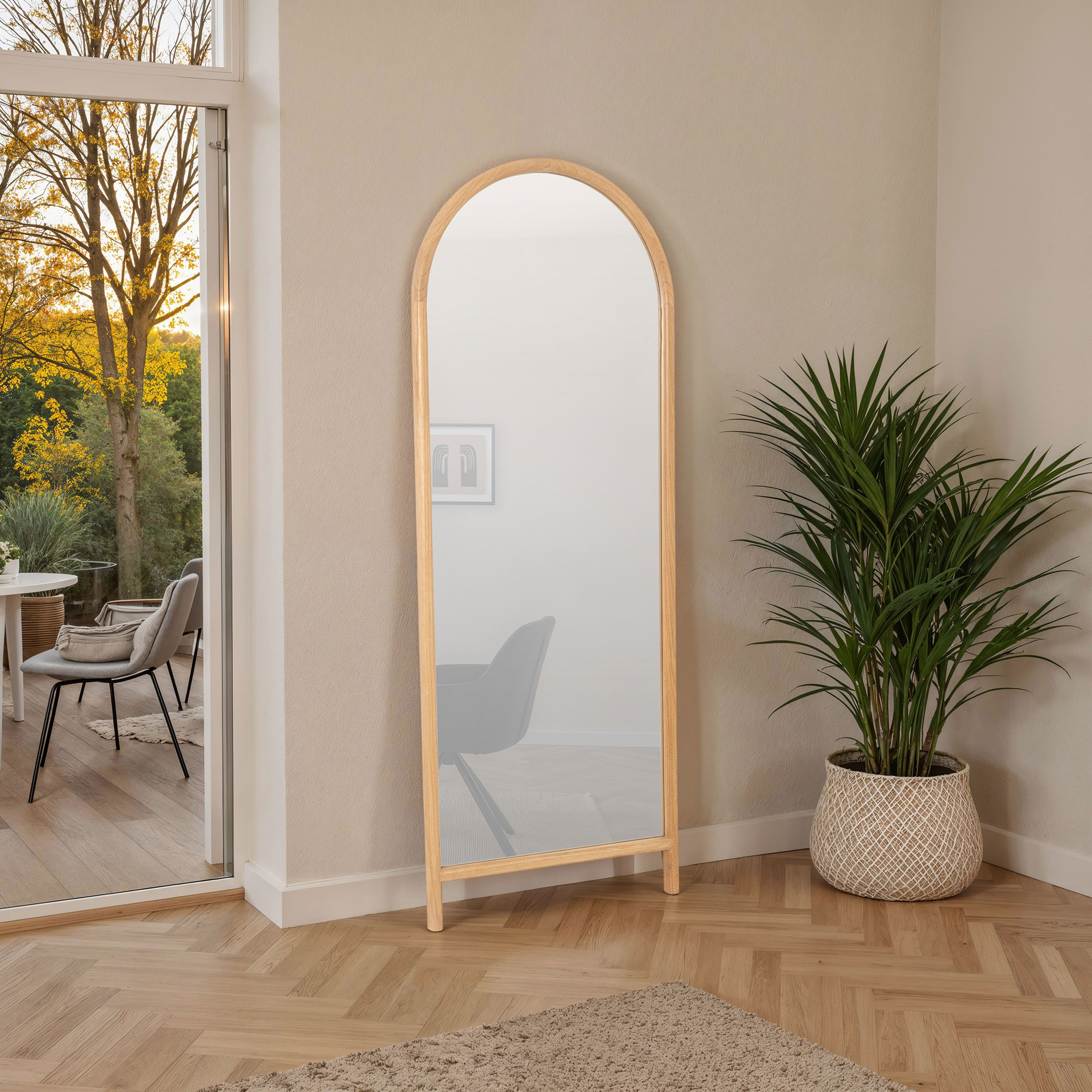 Alternative view of GDECO - ESPEJO SUELO Y PARED MADERA ROBLE 160*60 CM, FORMA DE ARCO