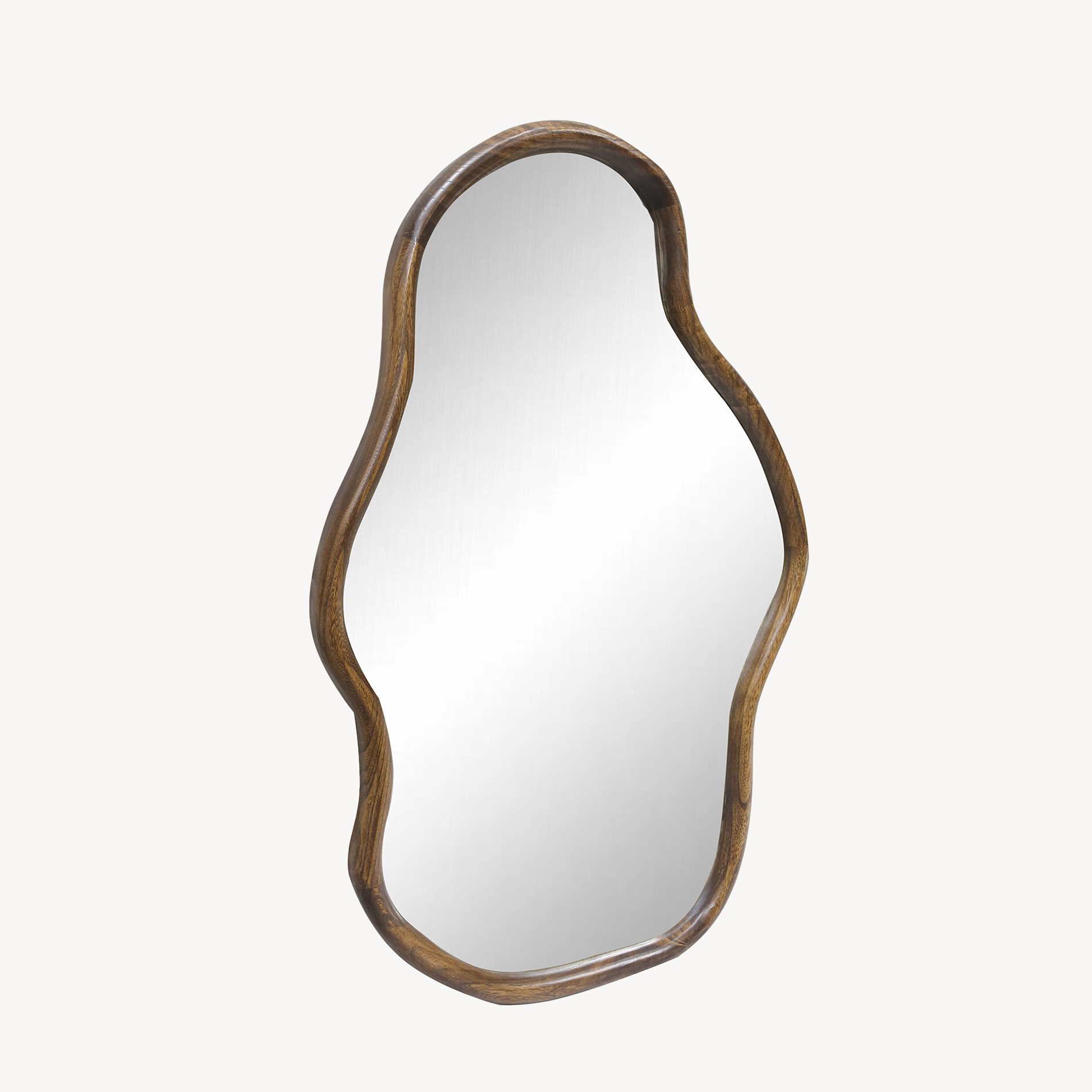 GDECO - ESPEJO FORMA IRREGULAR MADERA NOGAL 90*60 CM