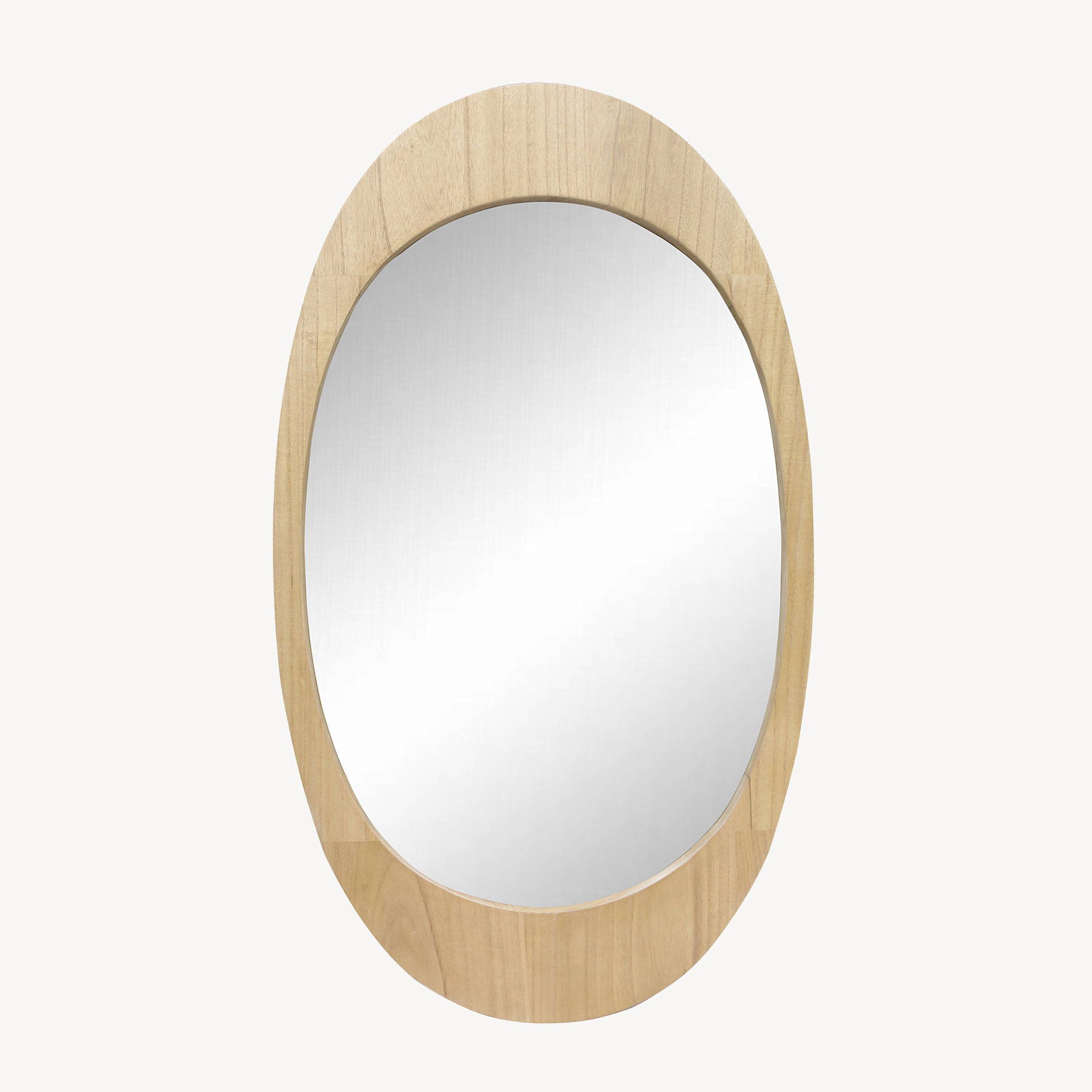 GDECO - ESPEJO FORMA OVALADA MADERA ROBLE 86*50 CM