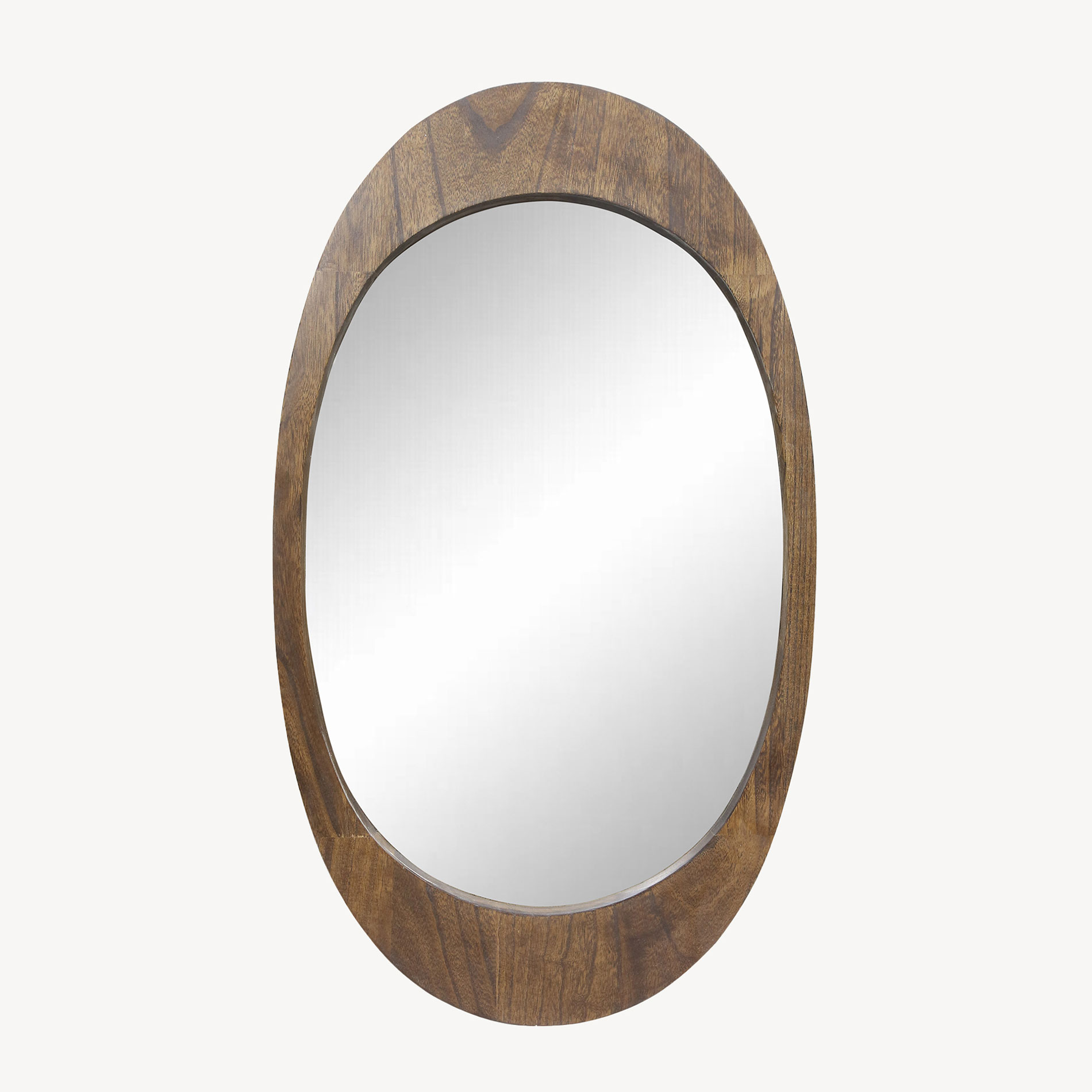 GDECO - ESPEJO FORMA OVALADA MADERA NOGAL 86*50 CM