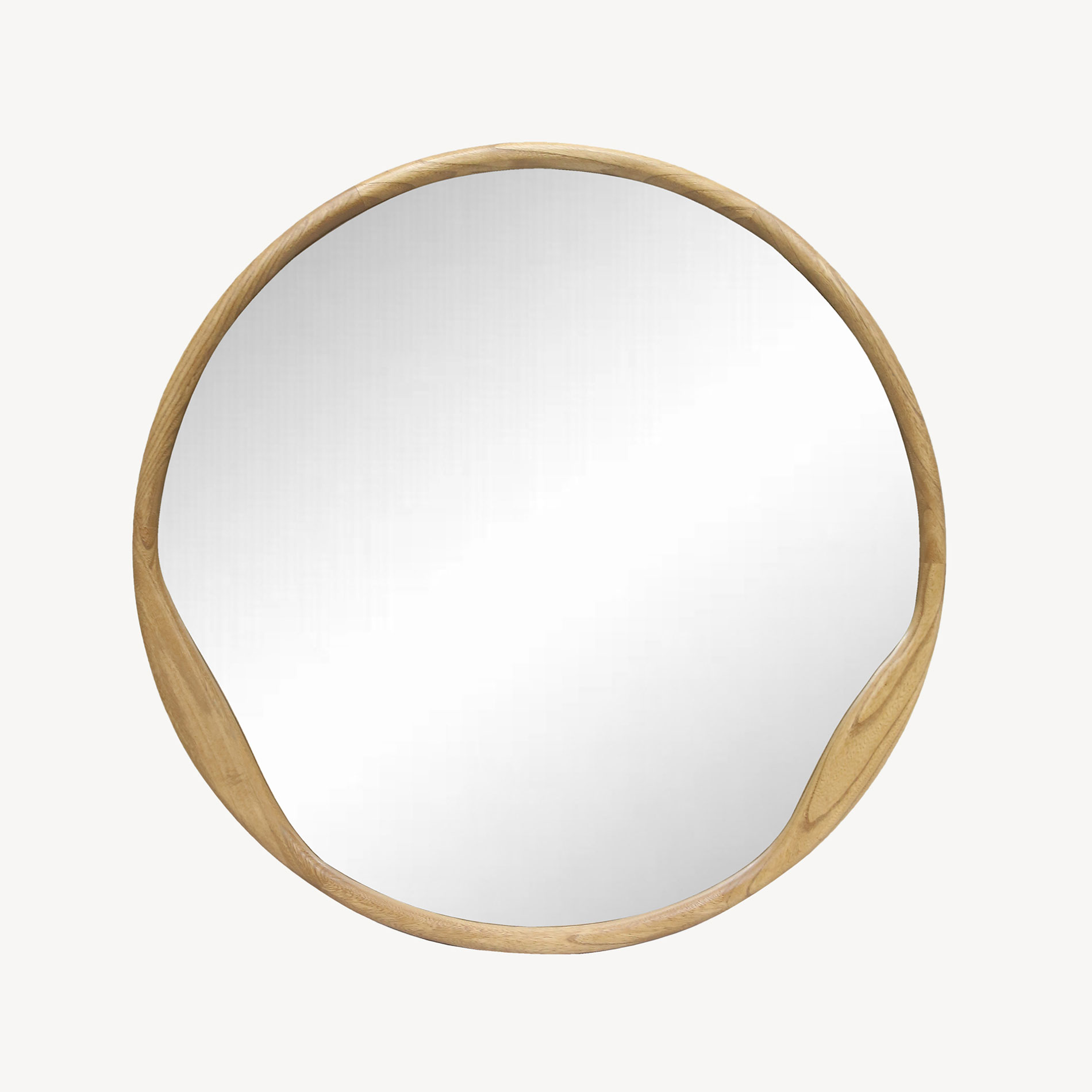 GDECO - ESPEJO CIRCULAR MADERA ROBLE 90*90 CM