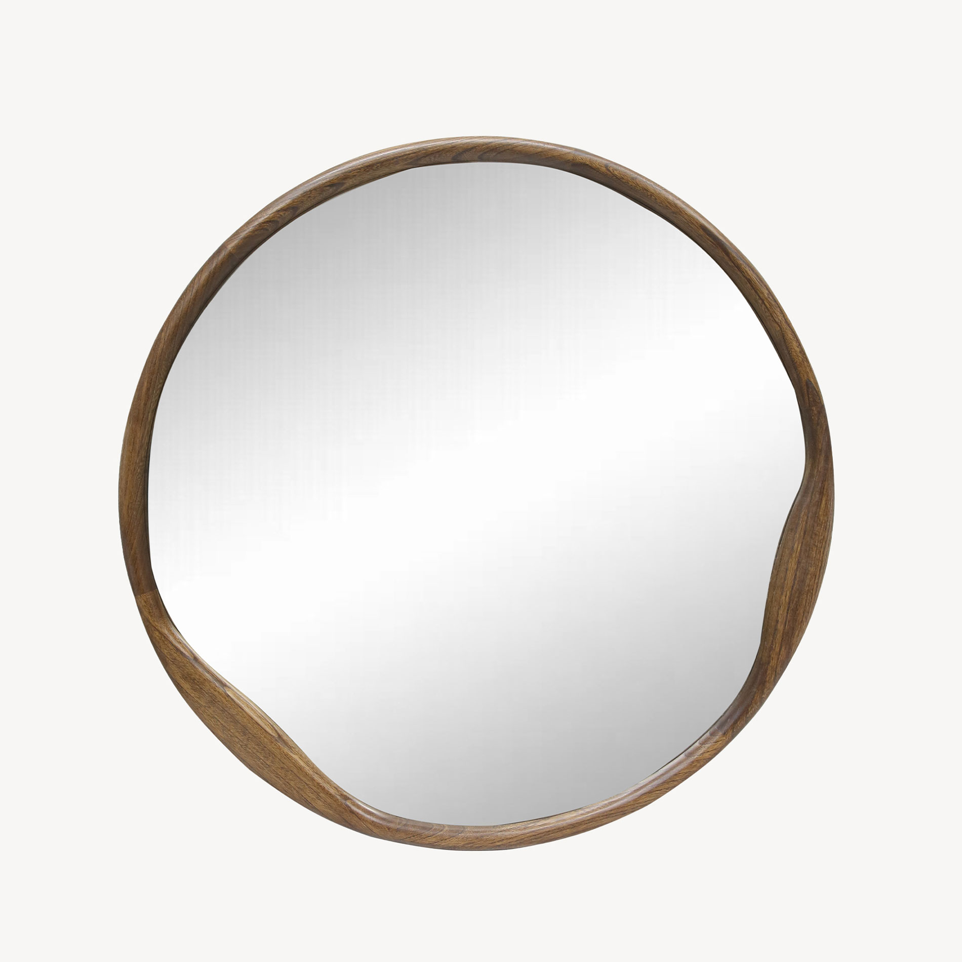 GDECO - ESPEJO CIRCULAR MADERA NOGAL 120*120 CM