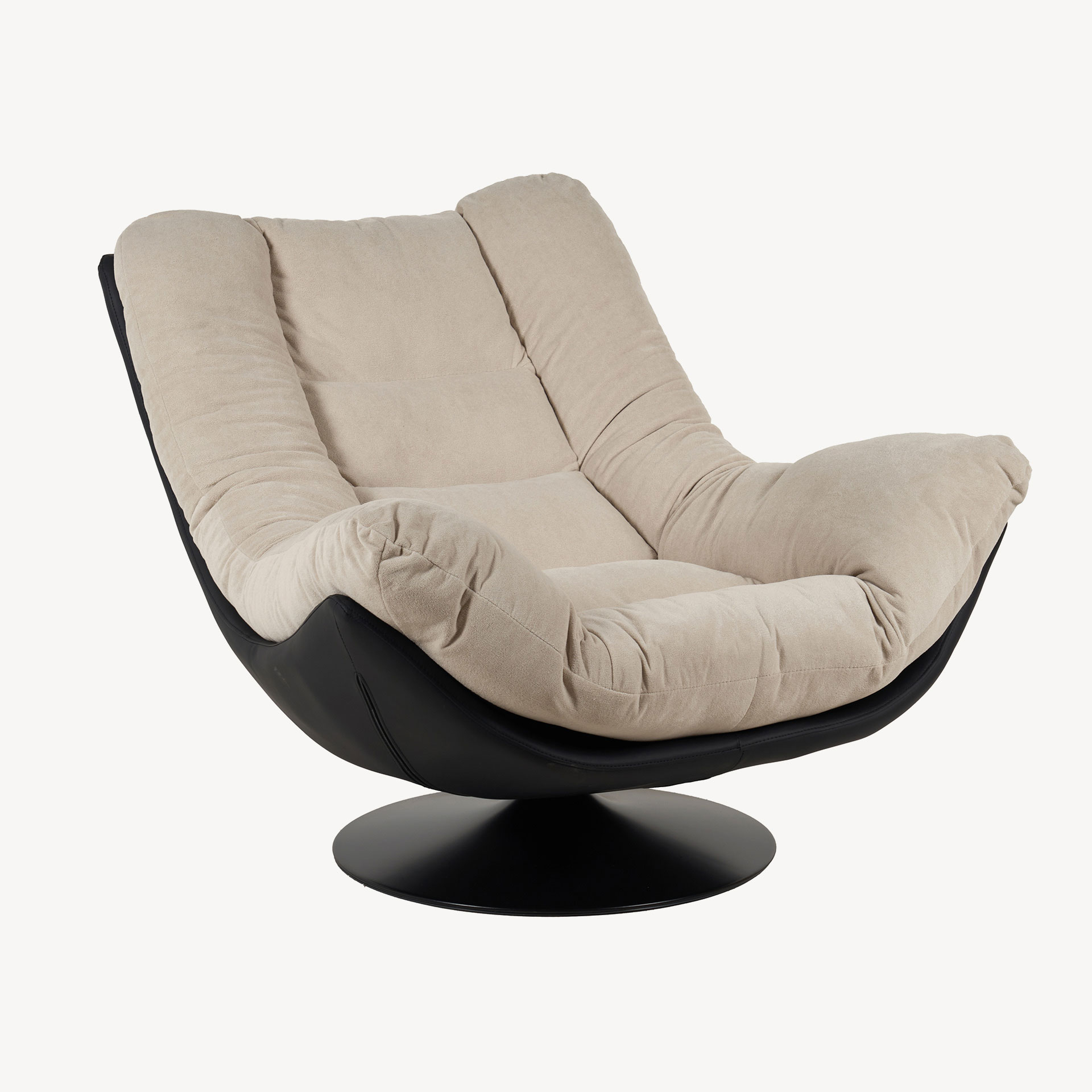 GDECO - SILLON ROY GIRATORIO 360º. TAPIZADO GRIS MARENGO Y EXTERIOR NEGRO (ANTIMANCHAS, IGNIFUGO, ANTIARAÑAZOS MASCOTAS) 92*110*78 CM