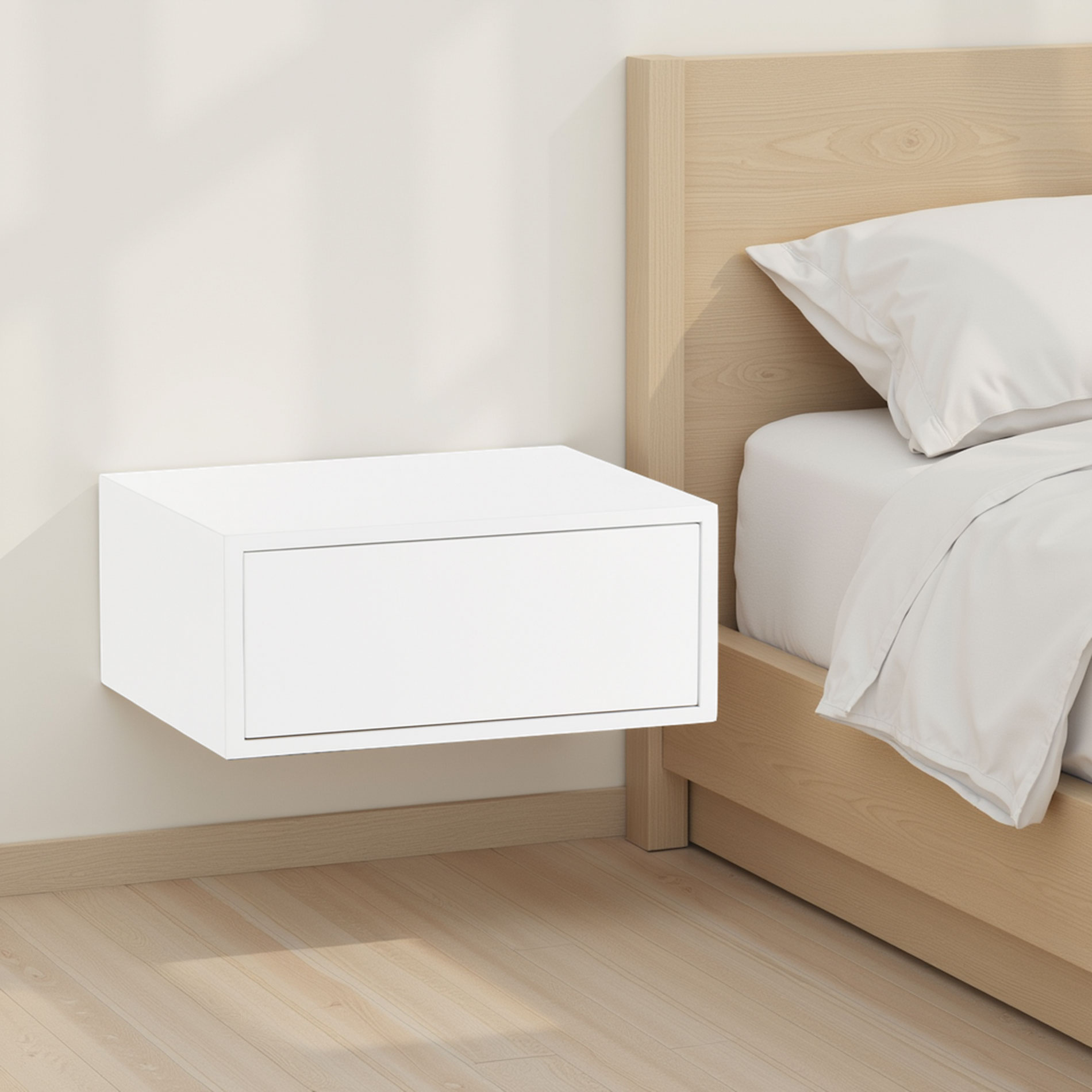 Alternative view of GDECO - MESITA PUSH 1 CAJON, LACADO BLANCO 48*33.5*21 CM (PARA COLGAR EN LA PARED)