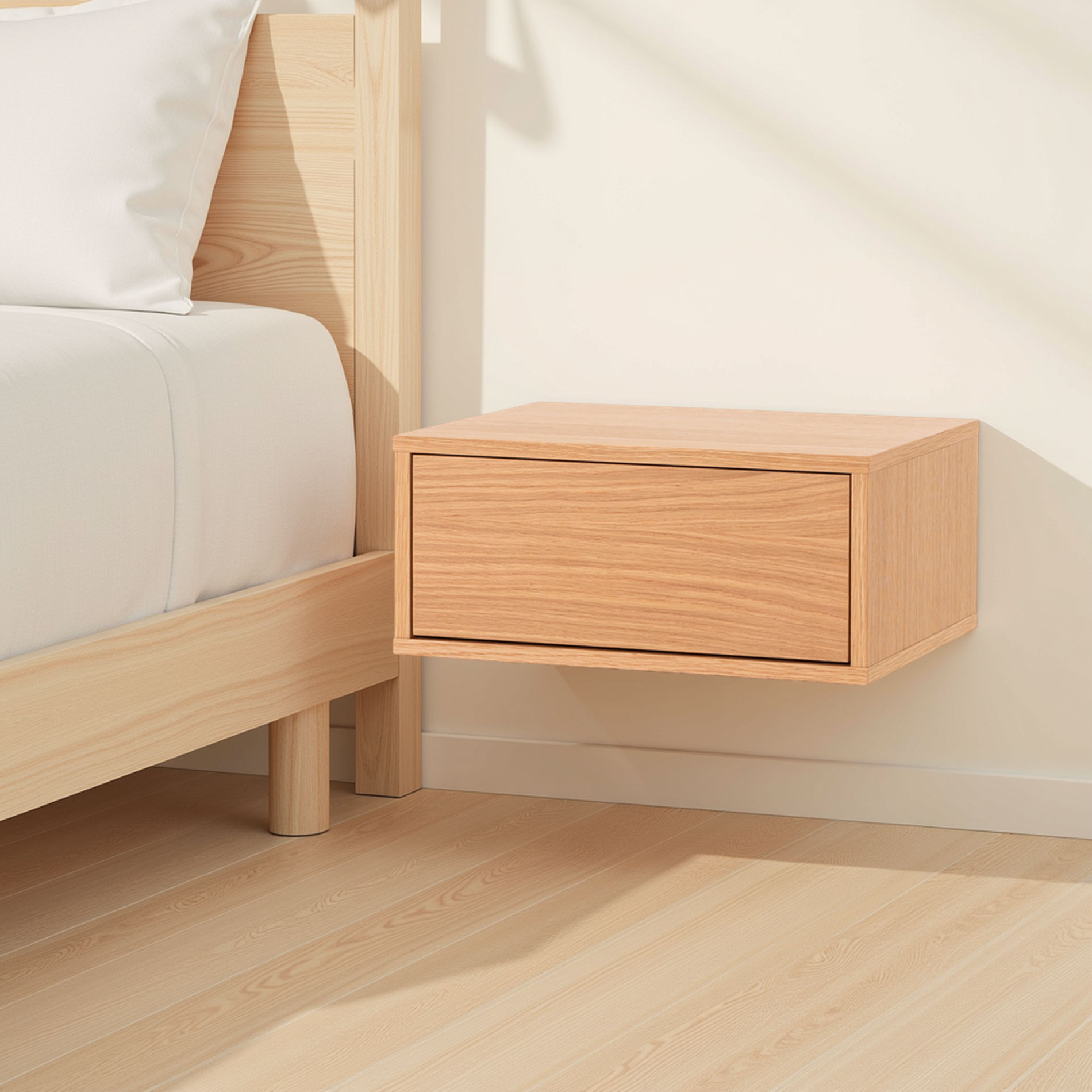 Alternative view of GDECO - MESITA PUSH 1 CAJON, CHAPA ROBLE 48*33.5*21 CM (PARA COLGAR EN LA PARED)