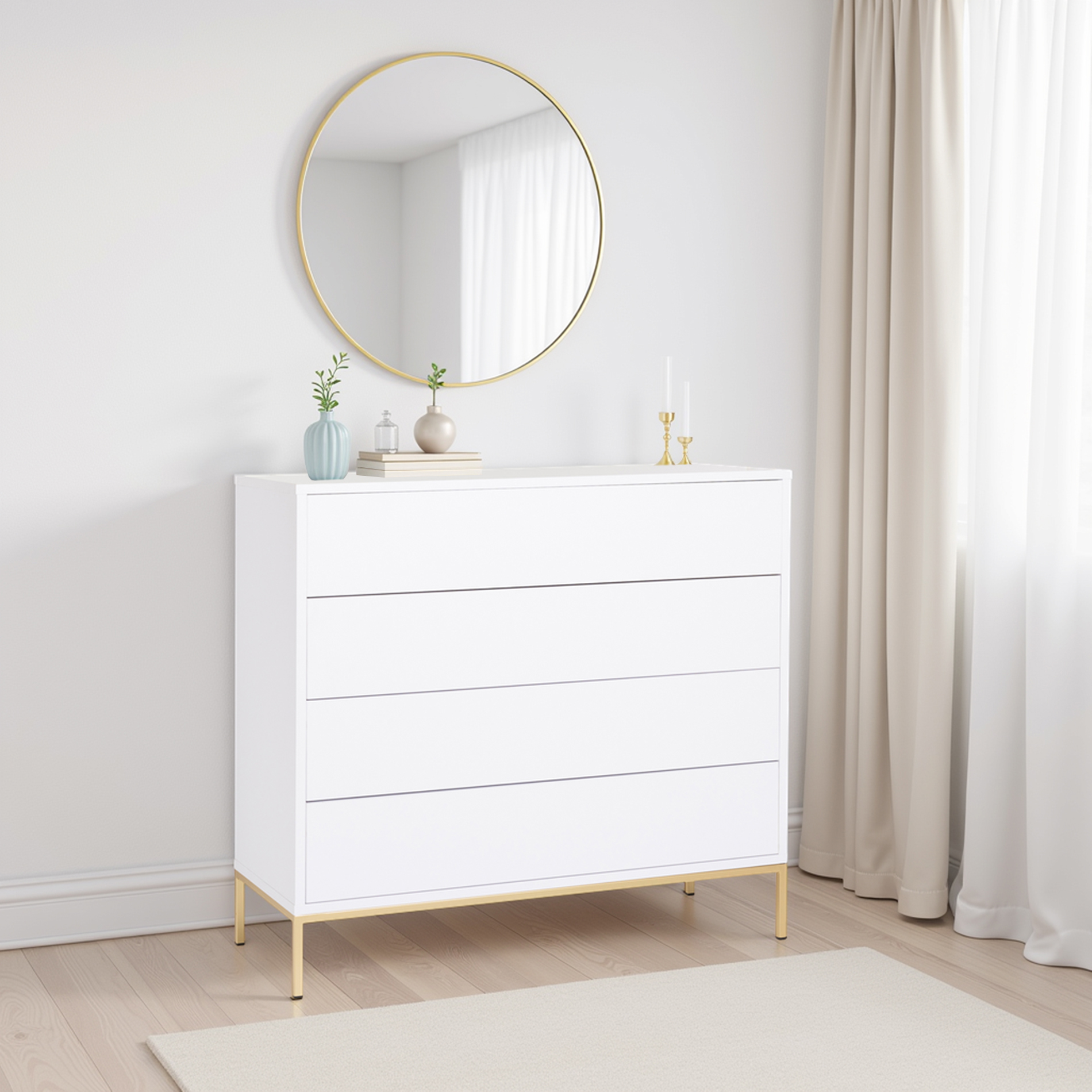 Alternative view of GDECO - MESITA PUSH 2 CAJONES, CHAPA ROBLE 48*33.5*39 CM (PARA COLGAR EN LA PARED)