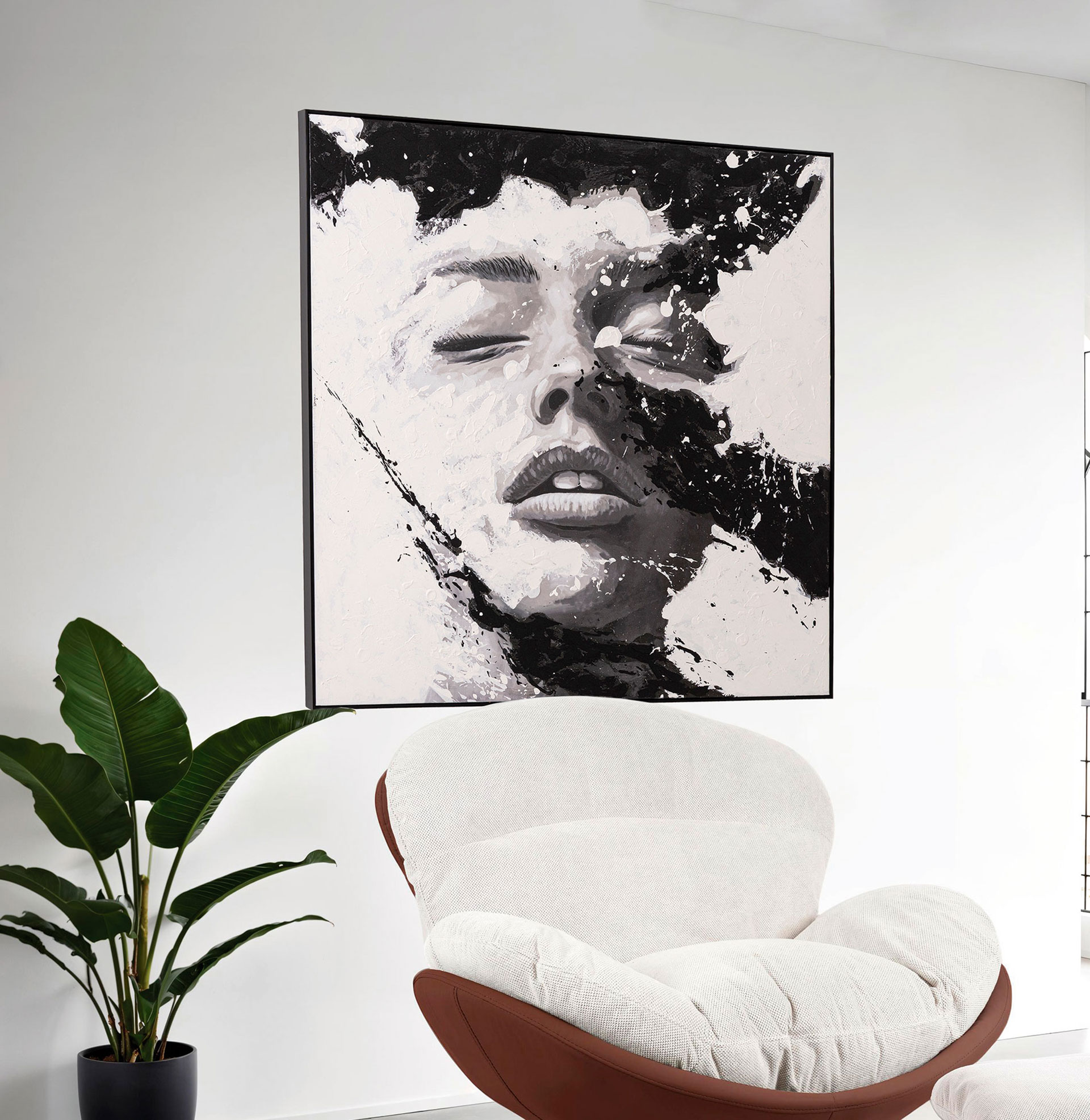 Alternative view of GDECO - CUADRO OLEO 150*150 CM CON MARCO MADERA