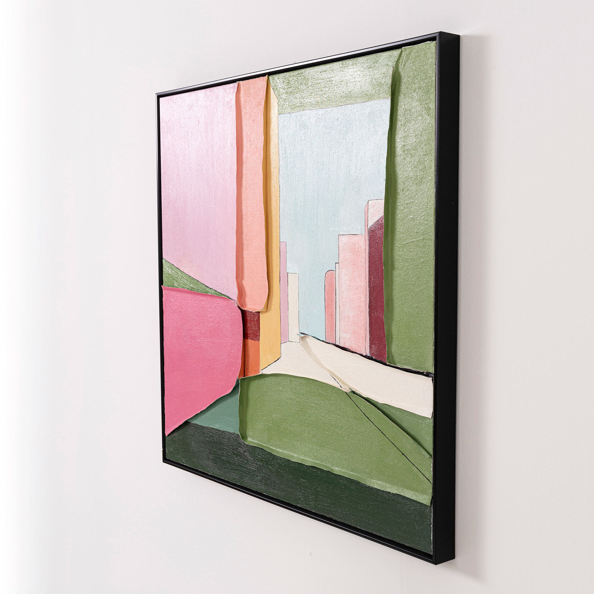 Alternative view of GDECO - SET 2 CUADROS OLEO 80*80*3.5 CM. MARCO MADERA