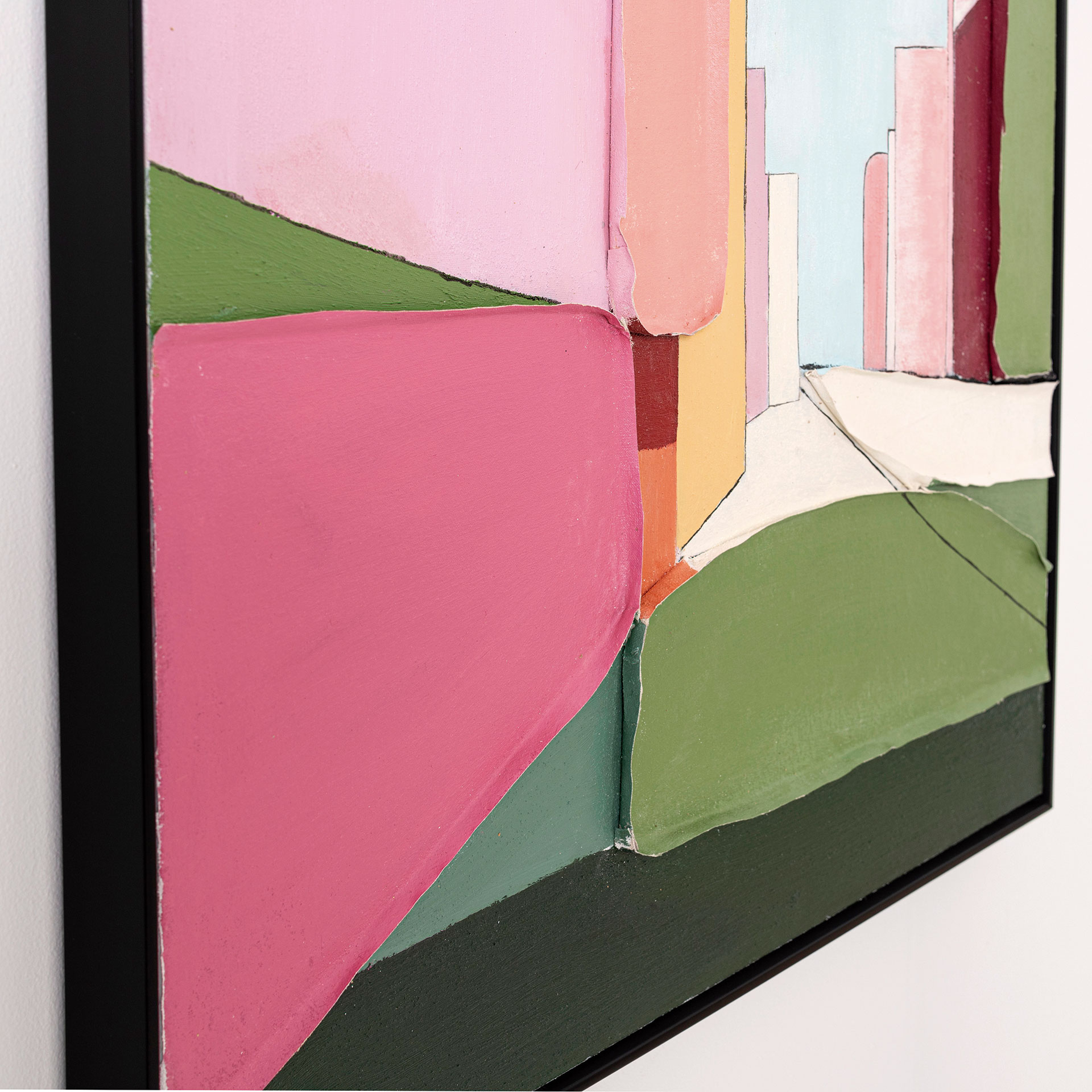 GDECO - SET 2 CUADROS OLEO 80*80*3.5 CM. MARCO MADERA