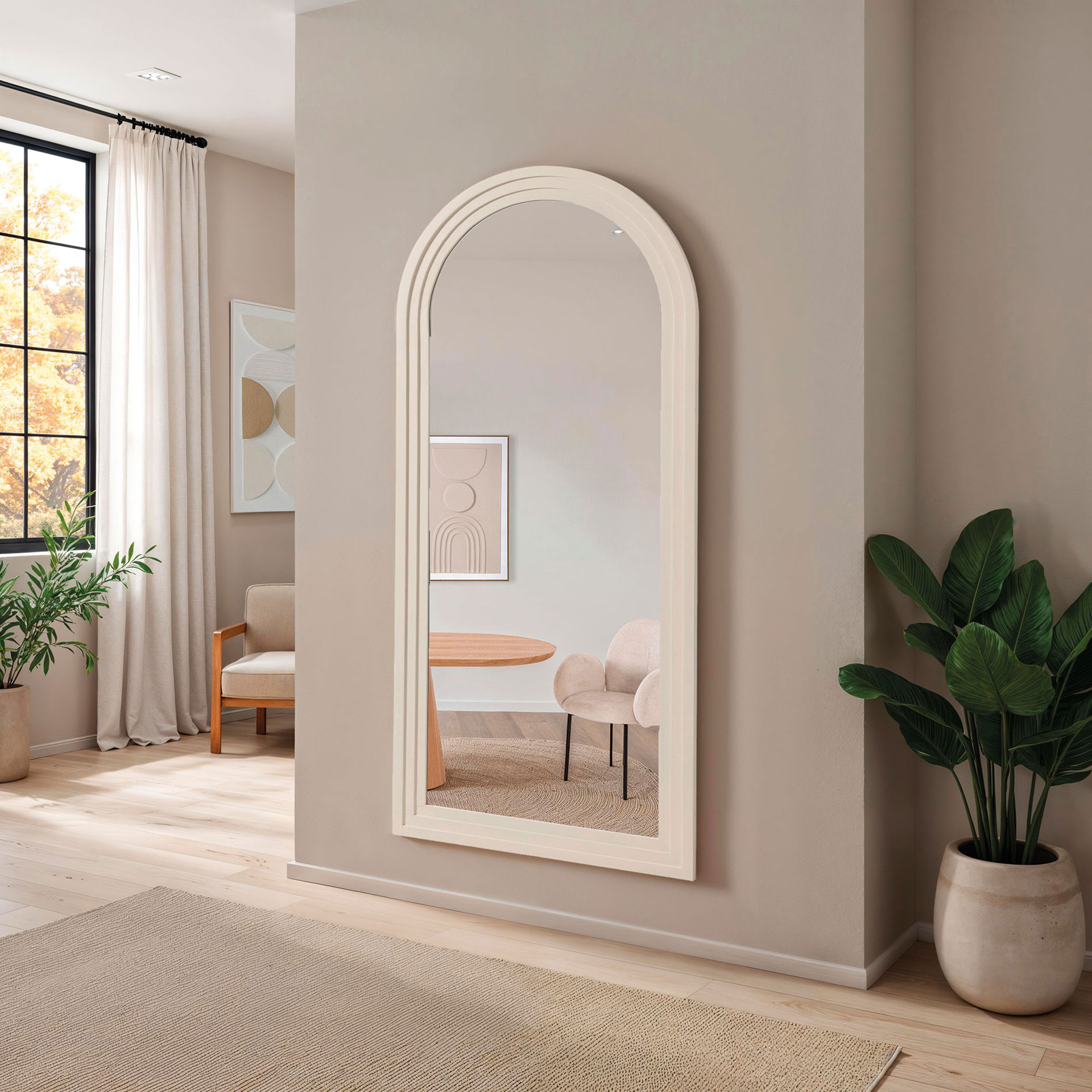 Alternative view of GDECO - ESPEJO EXTRA GRANDE 180*80 CM. MARCO MADERA PINTADO EN BLANCO HUESO