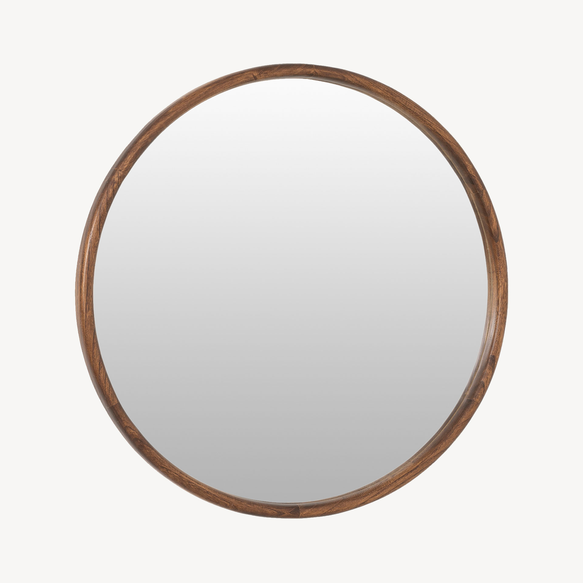 GDECO - ESPEJO CIRCULAR 90*90 CM. MADERA MACIZA NOGAL