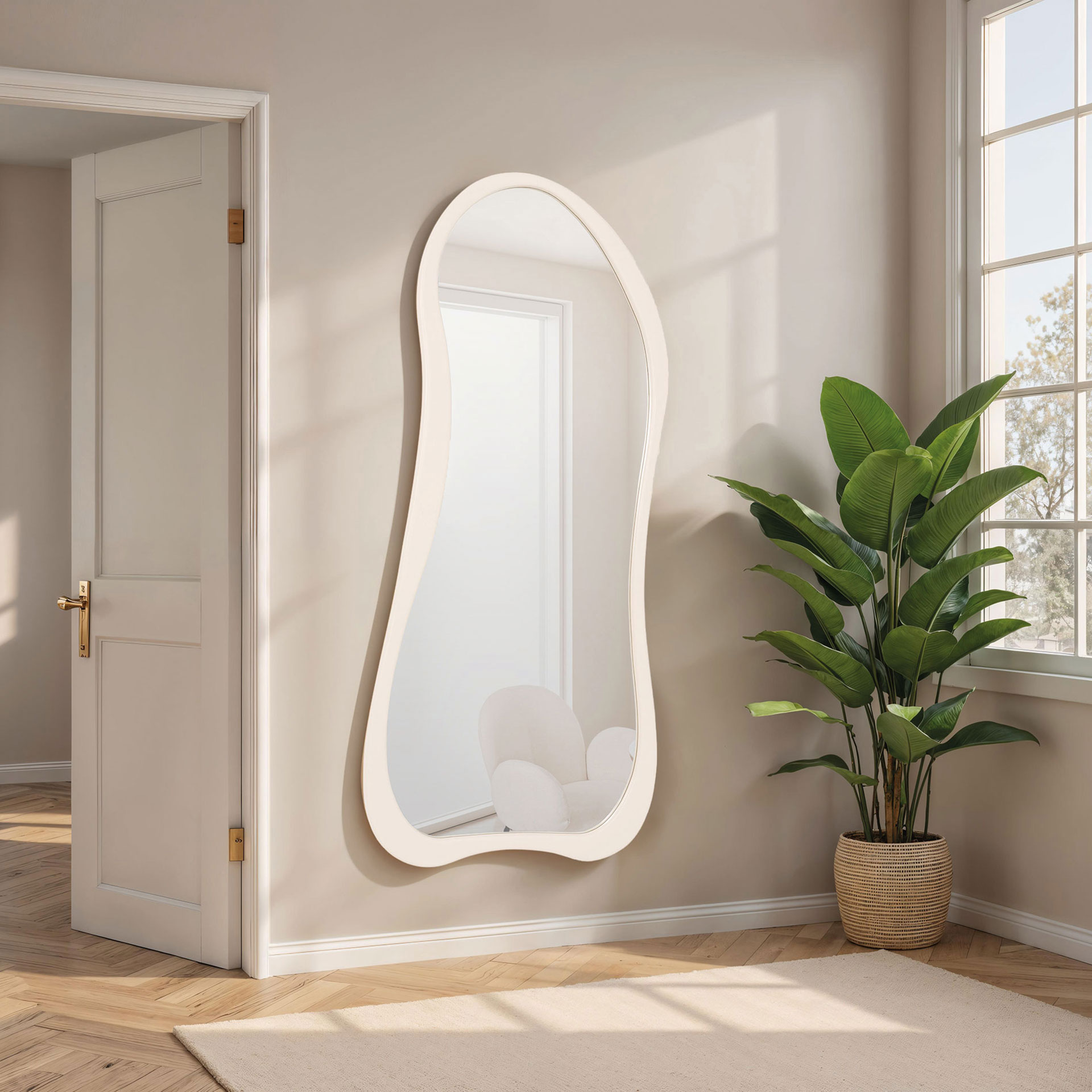 Alternative view of GDECO - ESPEJO GRANDE 180*80 CM. MARCO MADERA PINTADO EN BLANCO HUESO