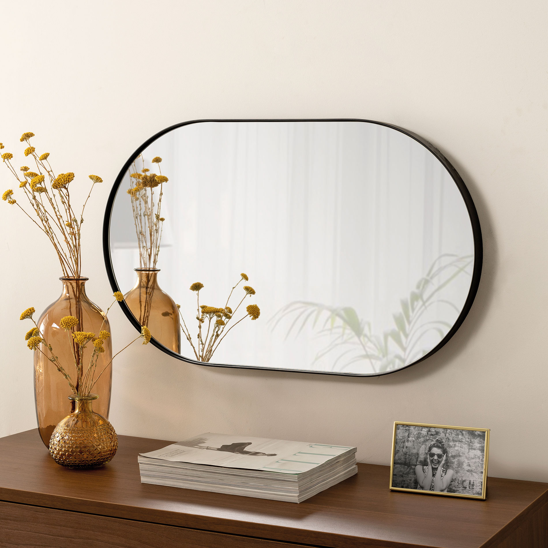 Alternative view of GDECO - ESPEJO OVALADO MARCO ALUMINIO NEGRO 100*60 CM