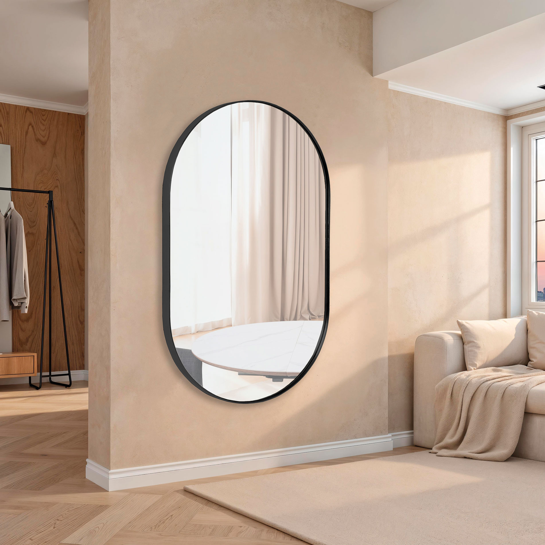 Alternative view of GDECO - ESPEJO OVALADO MARCO ALUMINIO NEGRO 150*80 CM