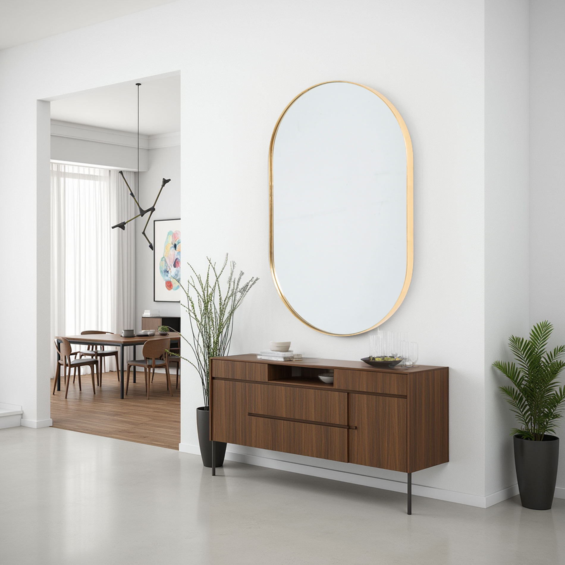 Alternative view of GDECO - ESPEJO OVALADO MARCO ALUMINIO DORADO 100*60 CM