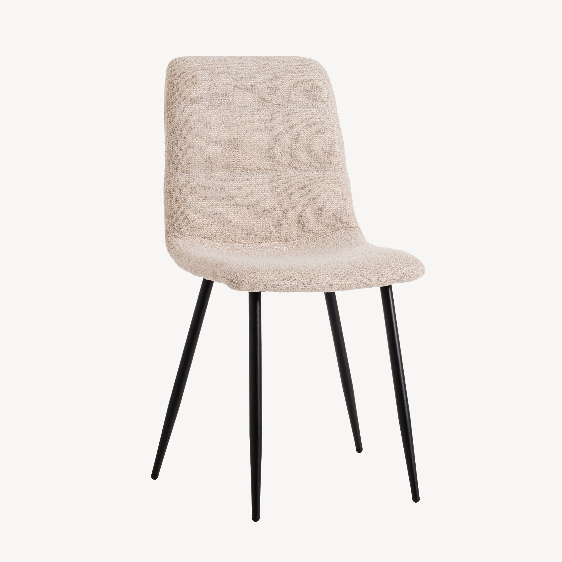 GDECO - SILLA EMMA. 90*44*55 CM, TAPIZADO ANTIMANCHAS IGNIFUGO COLOR BEIGE CLARO. PATAS METAL NEGRO PINTURA EPOXI