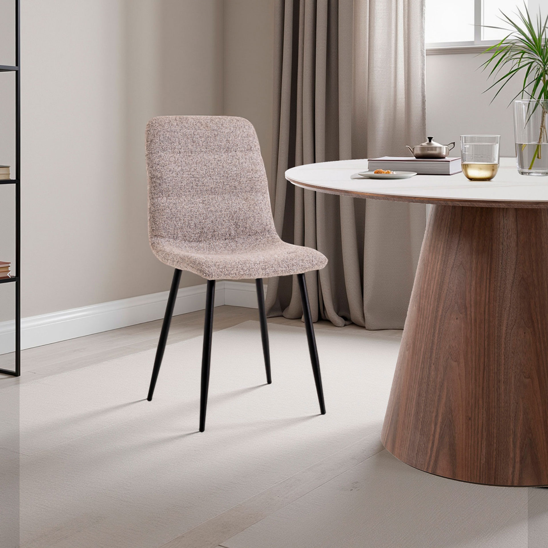 Alternative view of GDECO - SILLA EMMA. 90*44*55 CM, TAPIZADO ANTIMANCHAS INIFUGO COLOR GRIS. PATAS METAL NEGRO PINTURA EPOXI