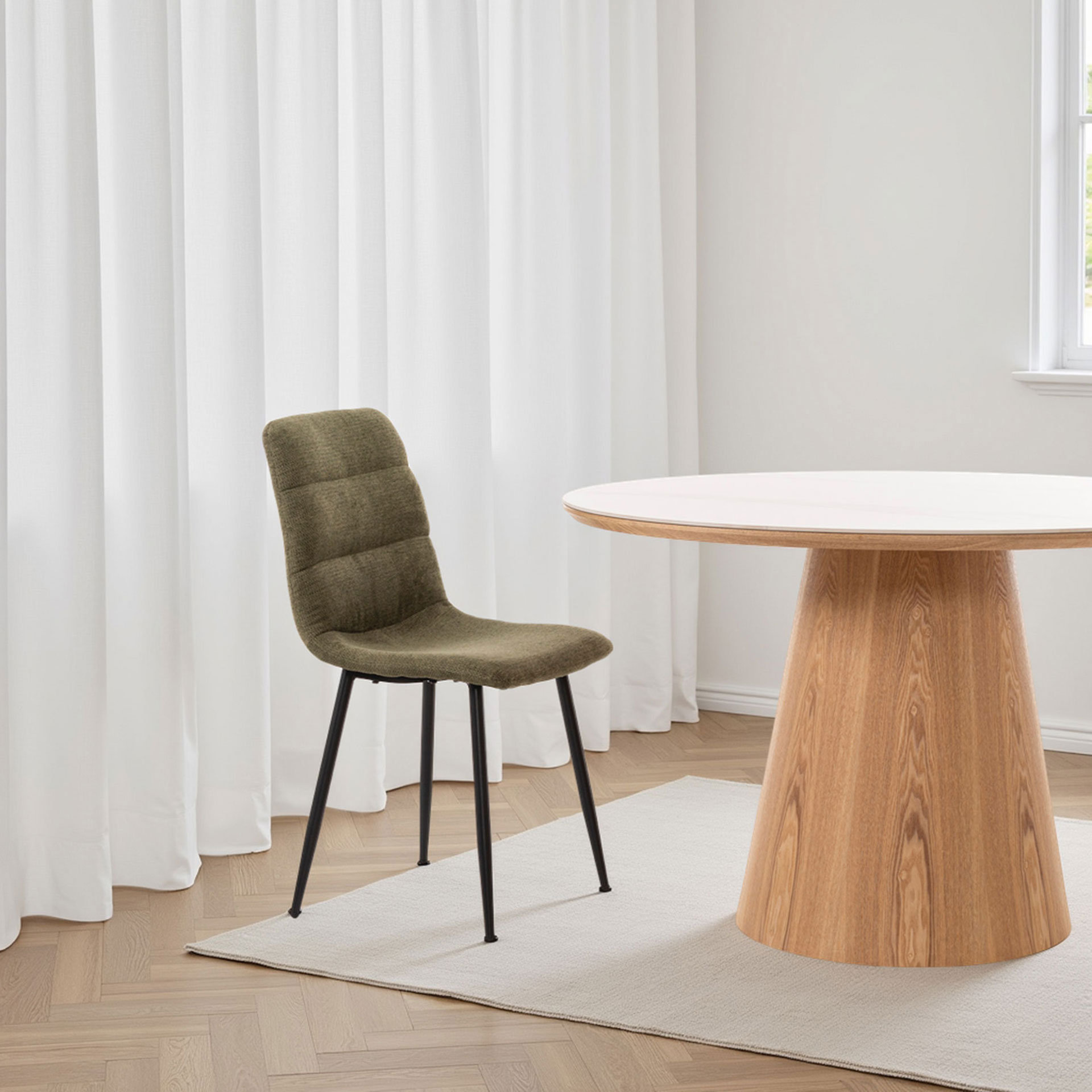 Alternative view of GDECO - SILLA EMMA. 90*44*55 CM, TAPIZADO ANTIMANCHAS COLOR VERDE. PATAS METAL NEGRO PINTURA EPOXI