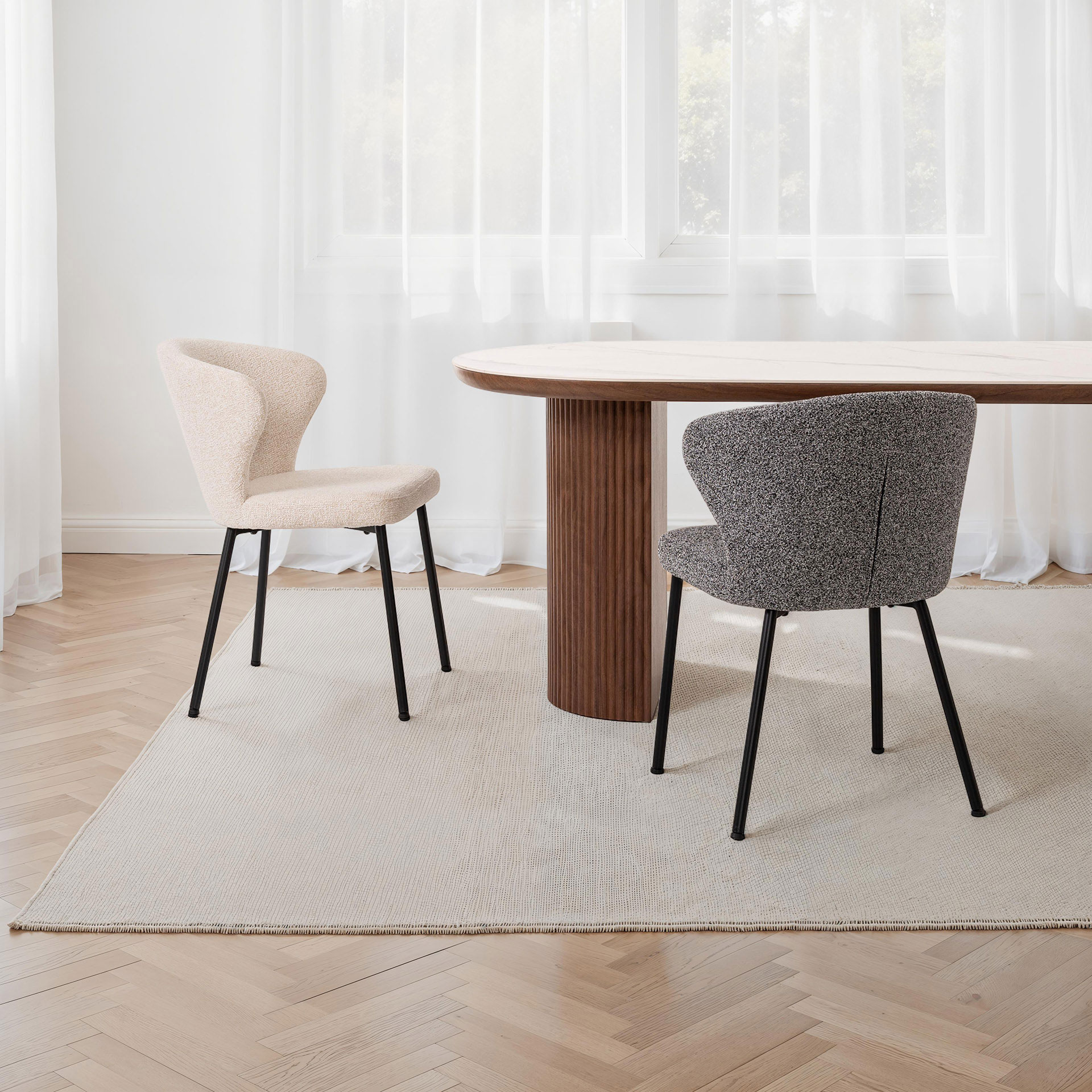 GDECO - SILLA VEGA. 82*59*50 CM, TAPIZADO ANTIMANCHAS COLOR GRIS. PATAS METAL NEGRO PINTURA EPOXI