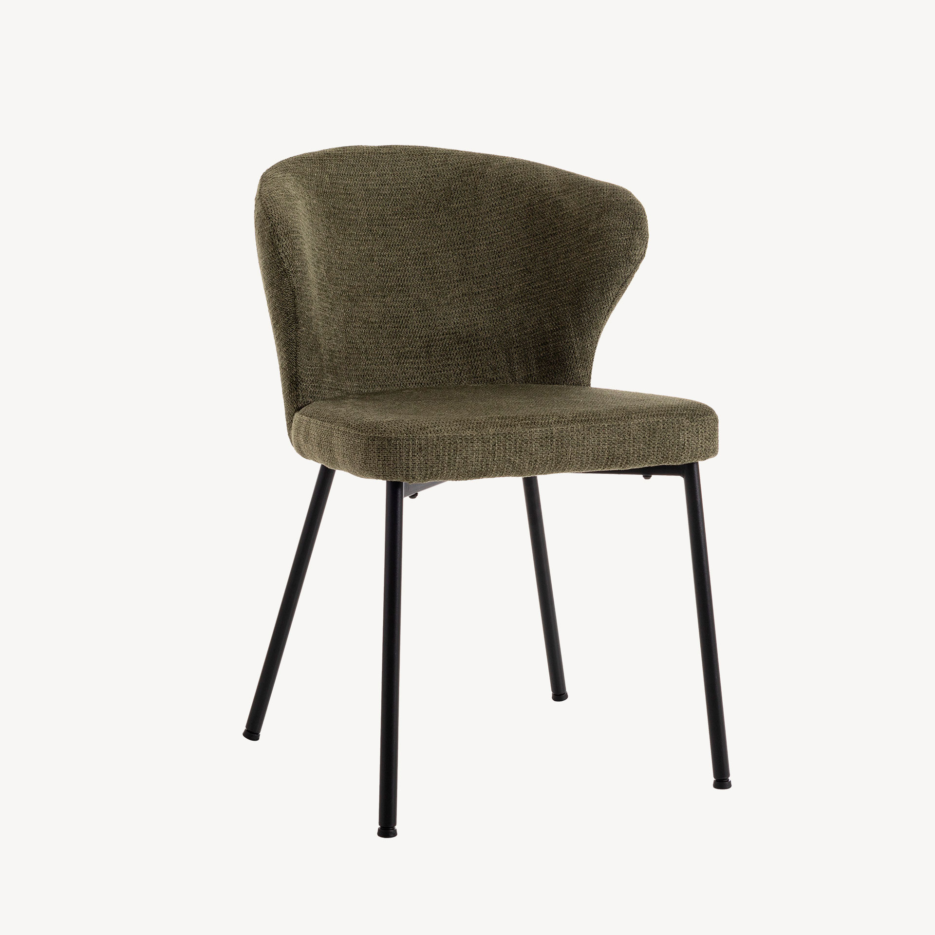 GDECO - SILLA VEGA. TAPIZADO ANTIMANCHAS COLOR VERDE. PATAS METAL NEGRO PINTURA EPOXI