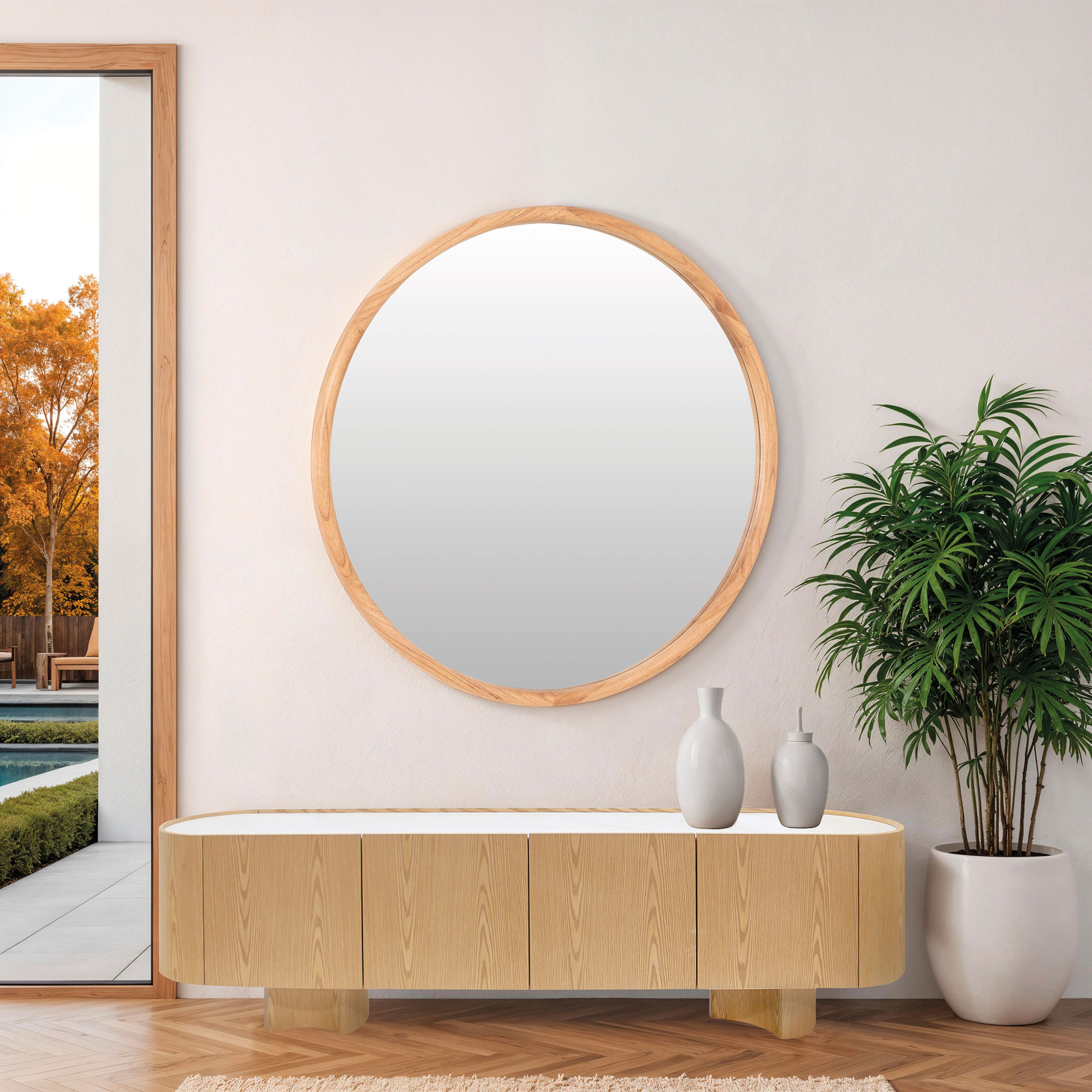 Alternative view of GDECO - ESPEJO CIRCULAR MADERA ROBLE 70*70 CM