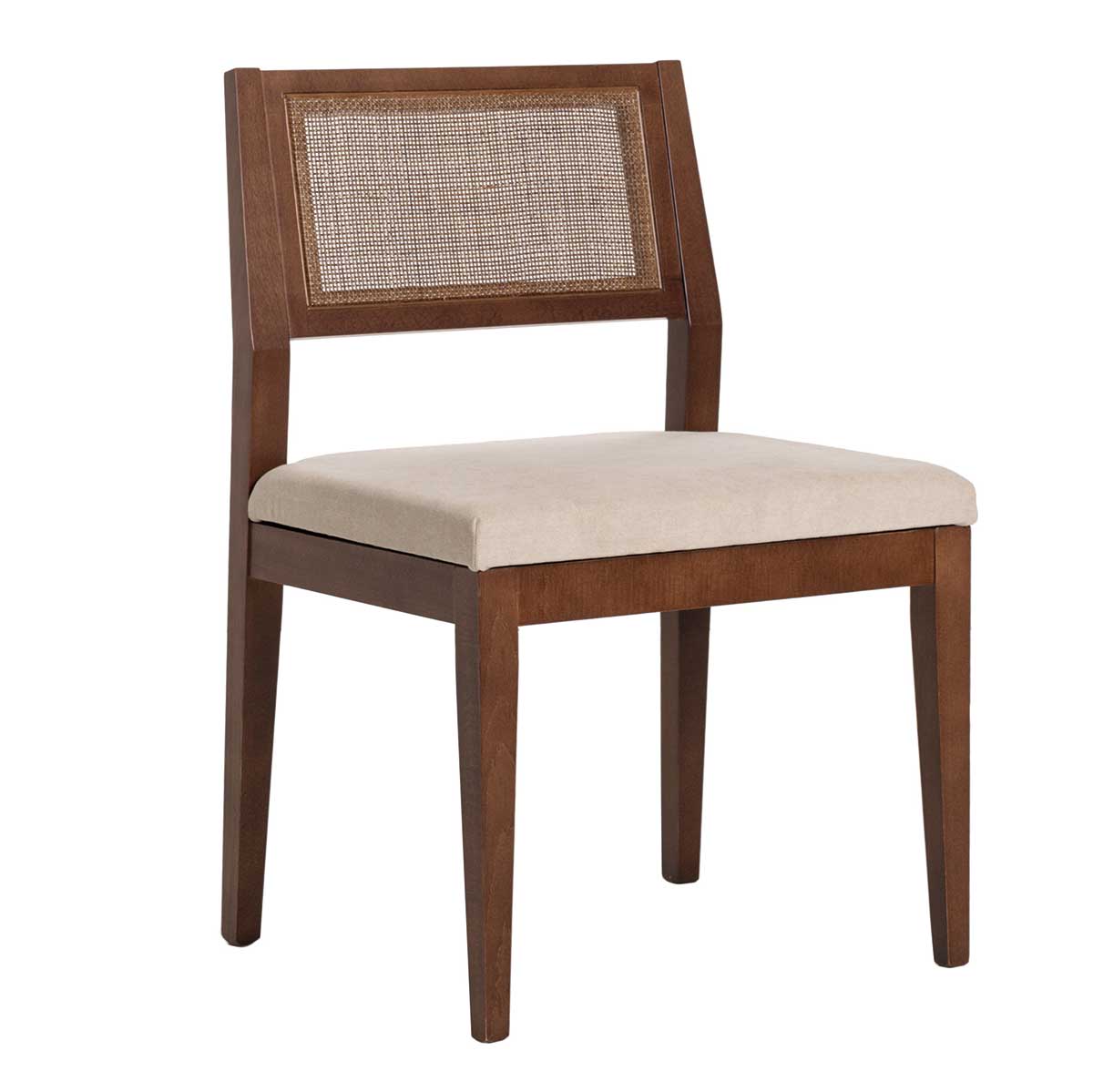 GDECO - SILLA CUBA MADERA, REJILLA CANNAGE PINTADO. 88*48*56 CM. COLOR: NOGAL. TELA ASIENTO LIDO Nº 6 (BEIGE)