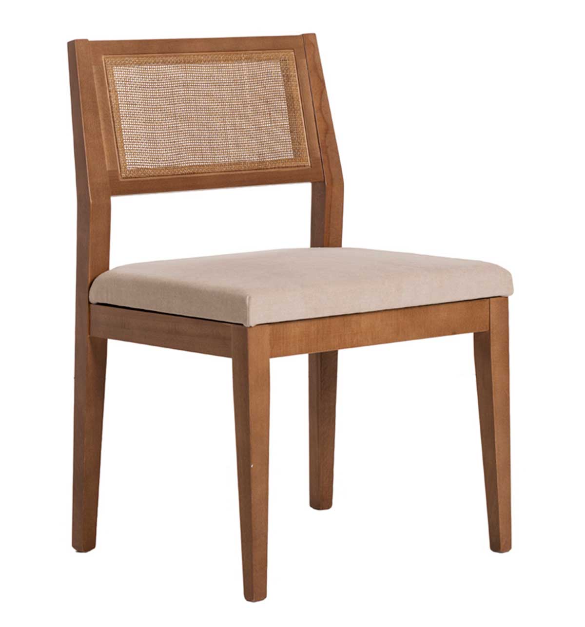 GDECO - SILLA CUBA MADERA, REJILLA CANNAGE PINTADO. 88*48*56 CM. COLOR: ROBLE. TELA ASIENTO LIDO Nº 6 (BEIGE)