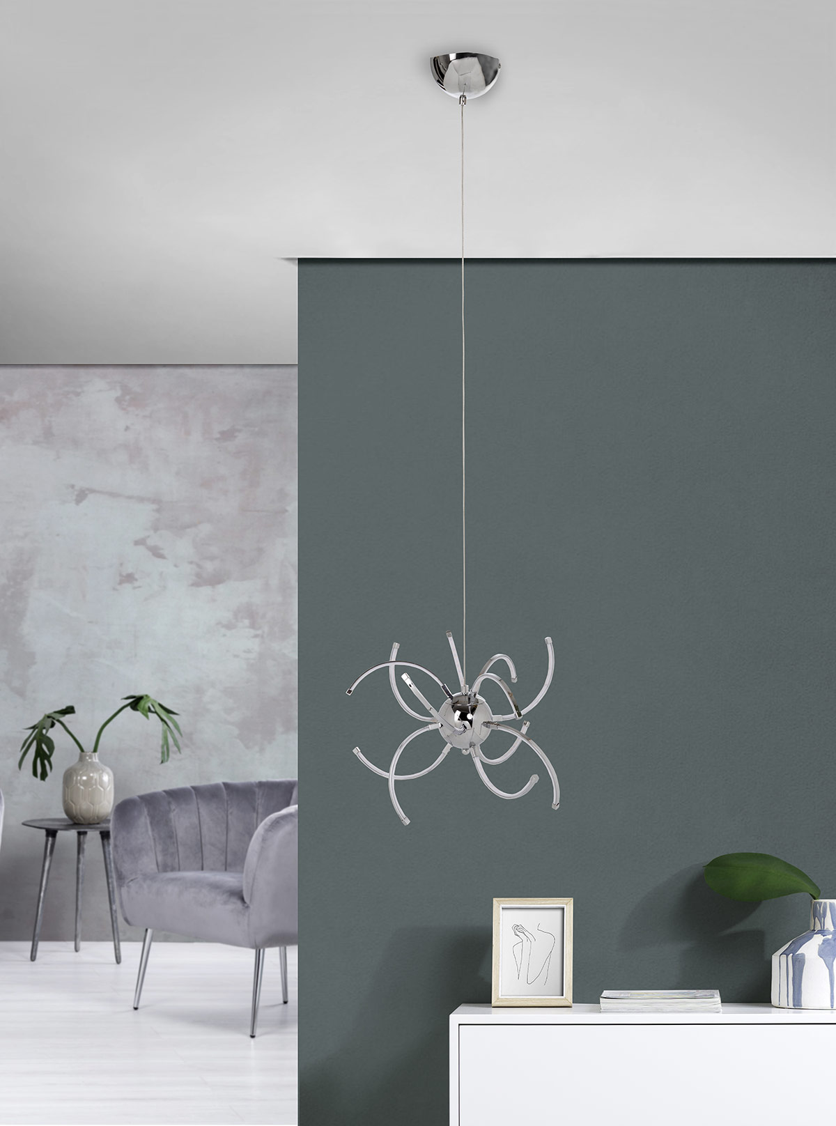 Alternative view of GDECO - LÁMPARA TECHO LED Y METAL CROMADO, ARAÑA