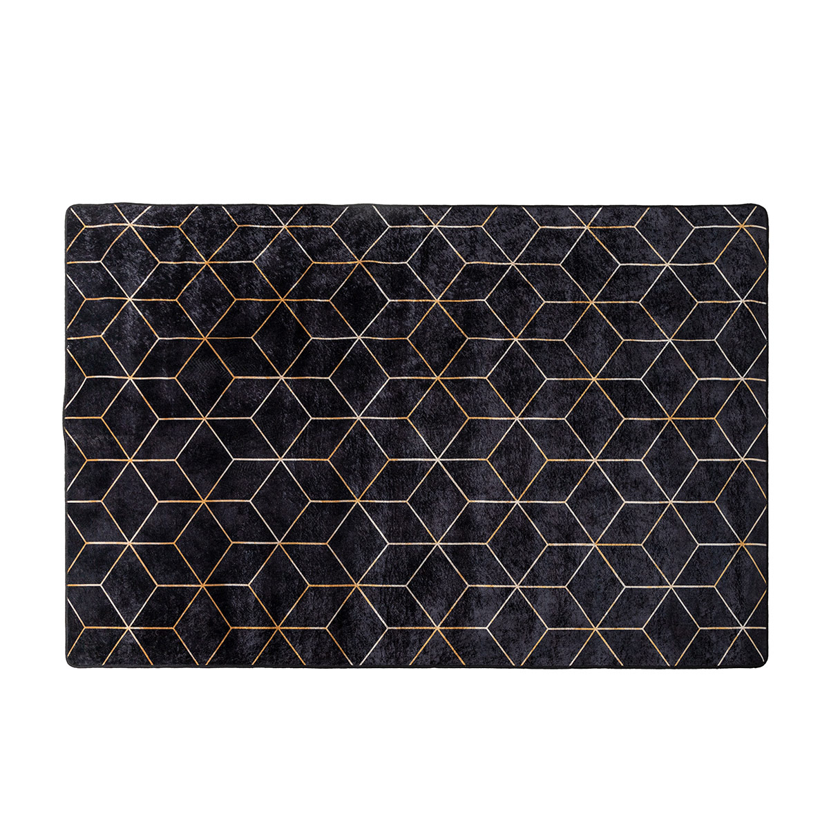 GDECO - ALFOMBRA NEGRA Y ORO. 130*190 CM